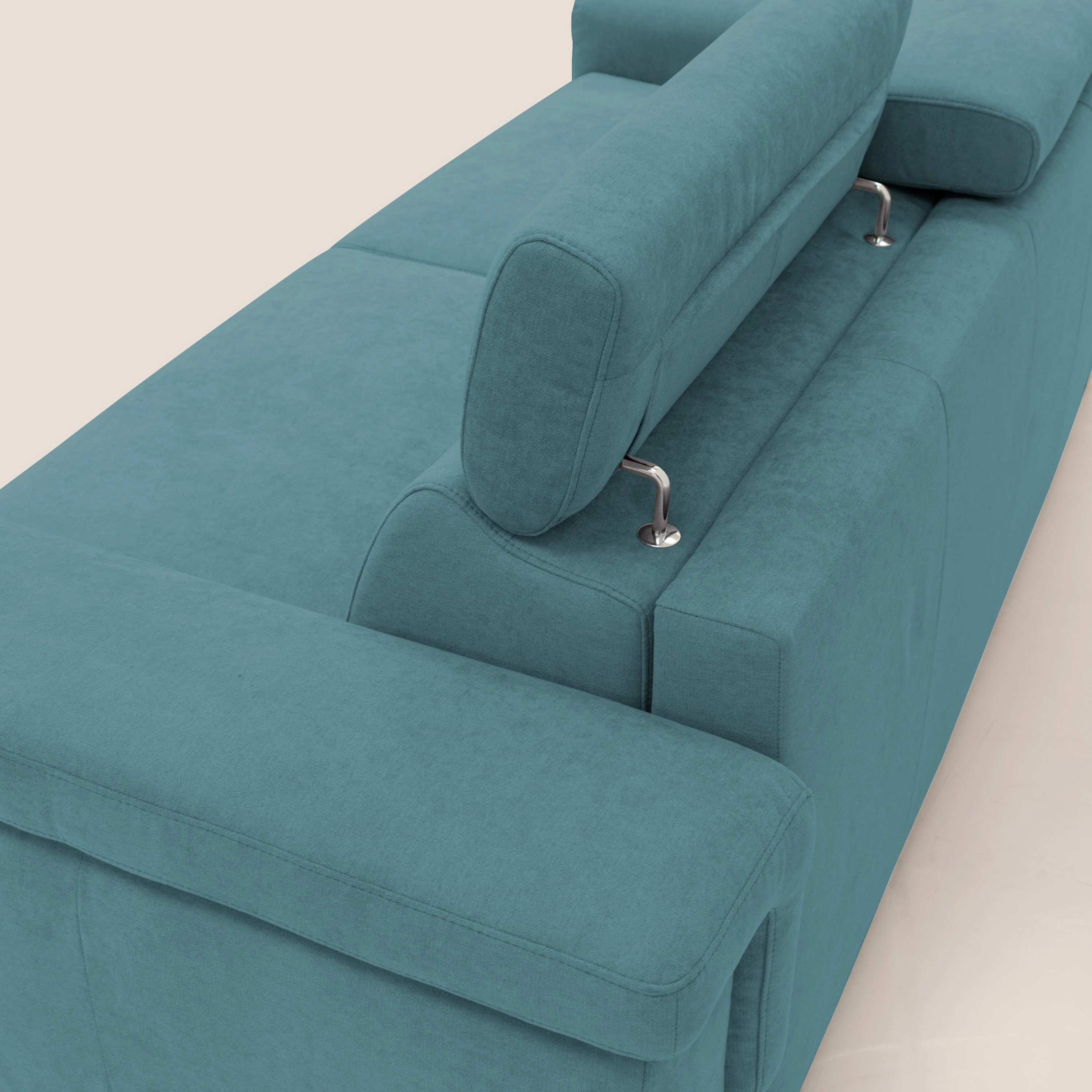 Giunone canapé convertible avec matelas de 18 cm et têtières inclinables en tissu imperméable T02 bleu ciel - Image 11