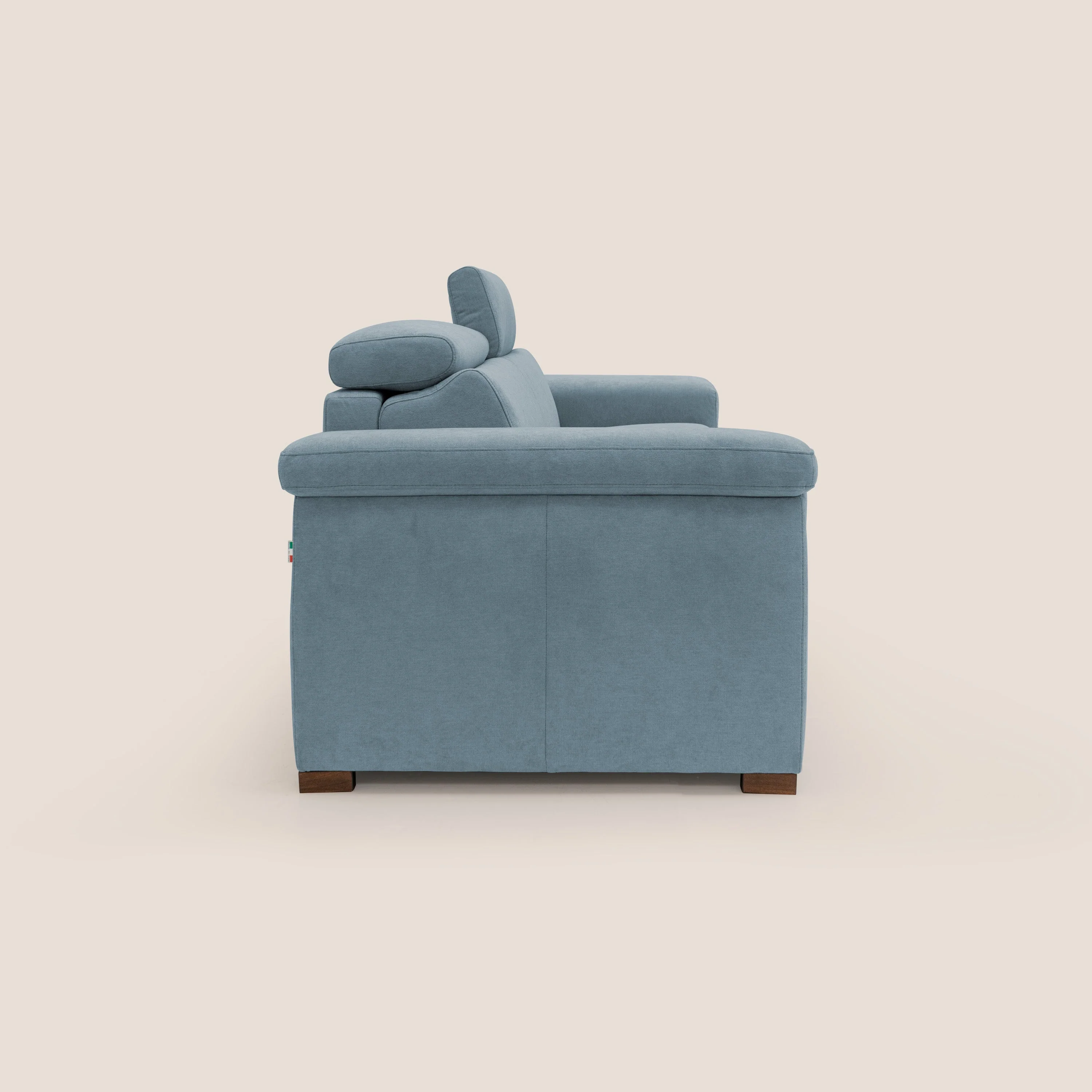 Giunone canapé convertible avec matelas de 18 cm et têtières inclinables en tissu imperméable T02 bleu pastel - Image 11