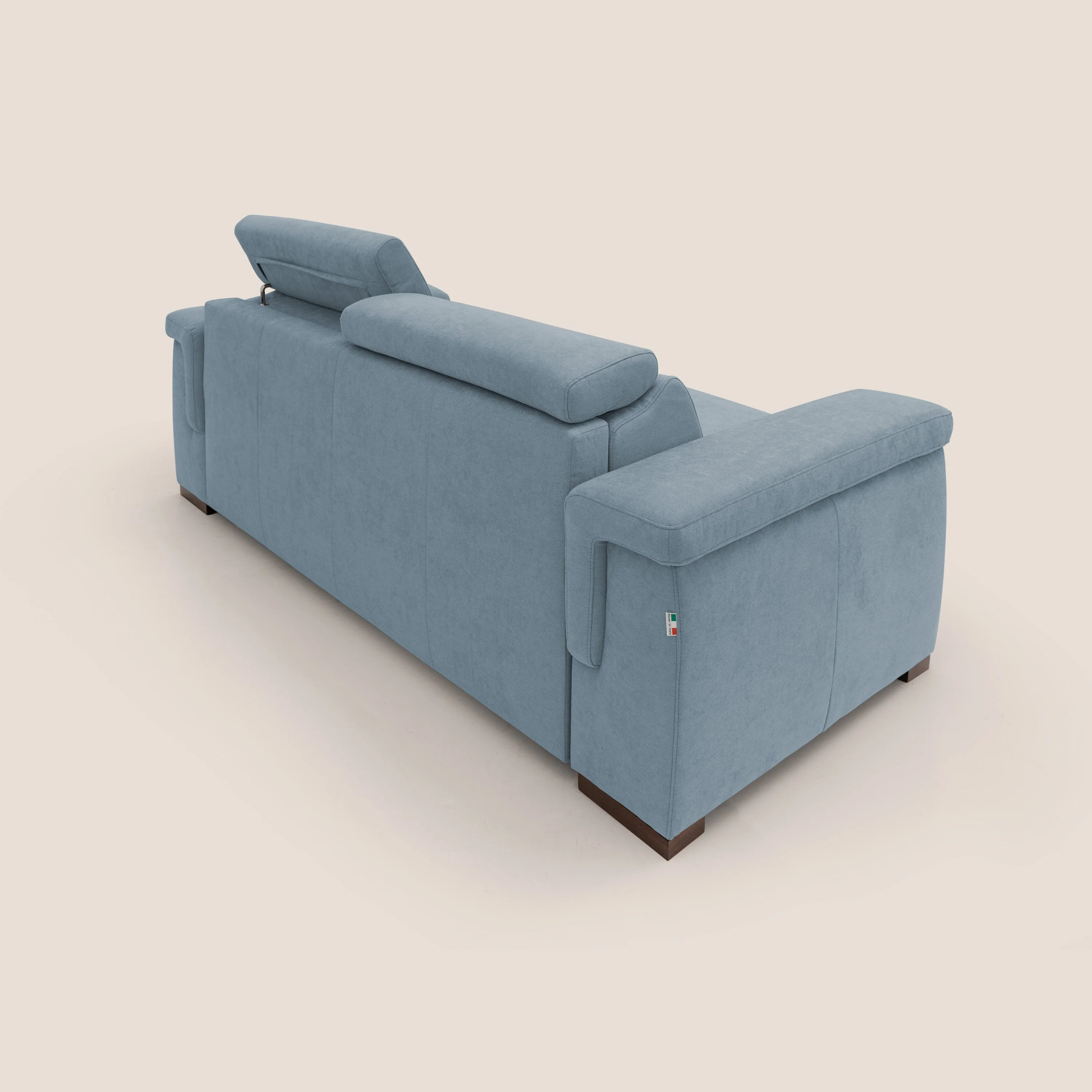 Giunone canapé convertible avec matelas de 18 cm et têtières inclinables en tissu imperméable T02 bleu pastel - Image 12
