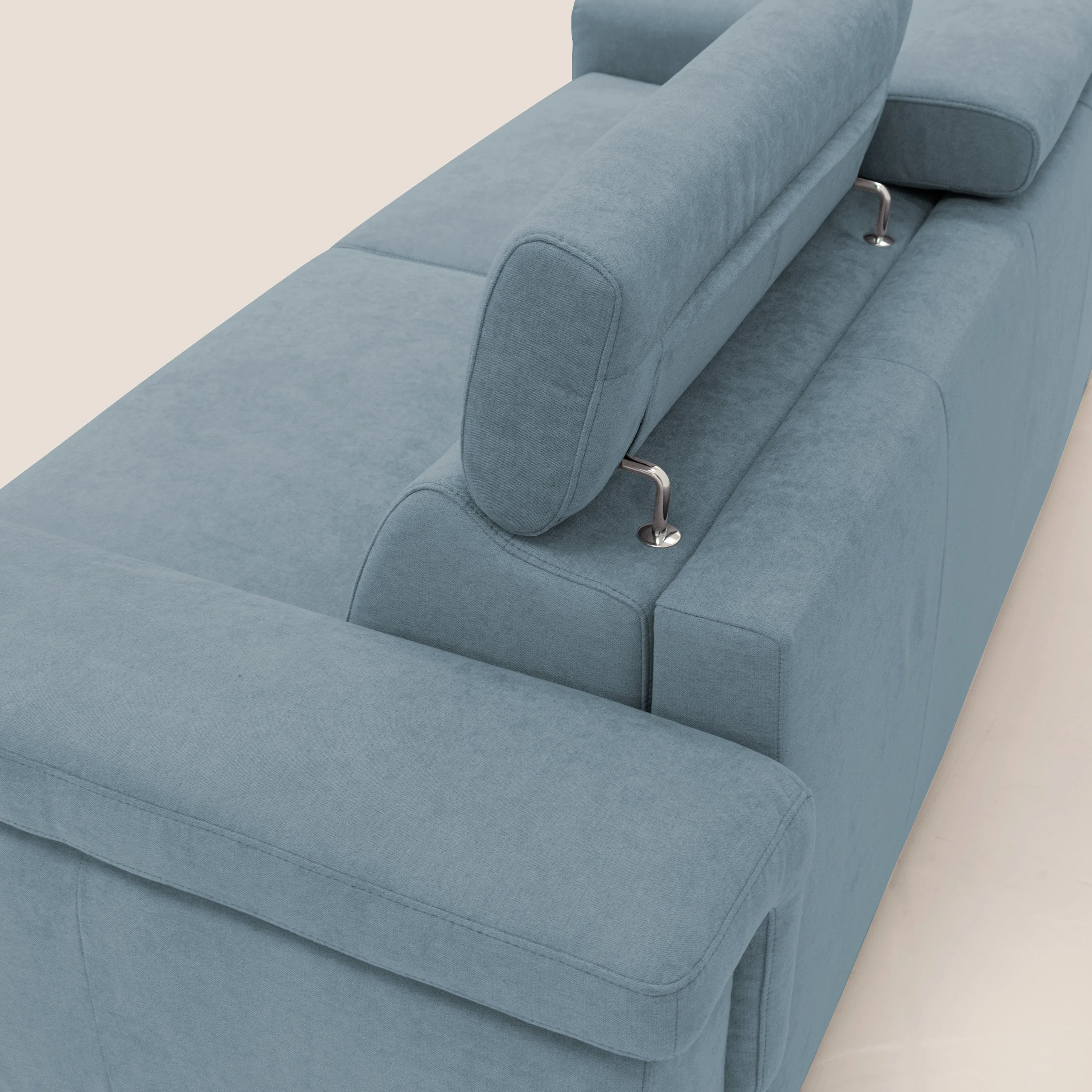 Giunone canapé convertible avec matelas de 18 cm et têtières inclinables en tissu imperméable T02 bleu pastel - Image 13