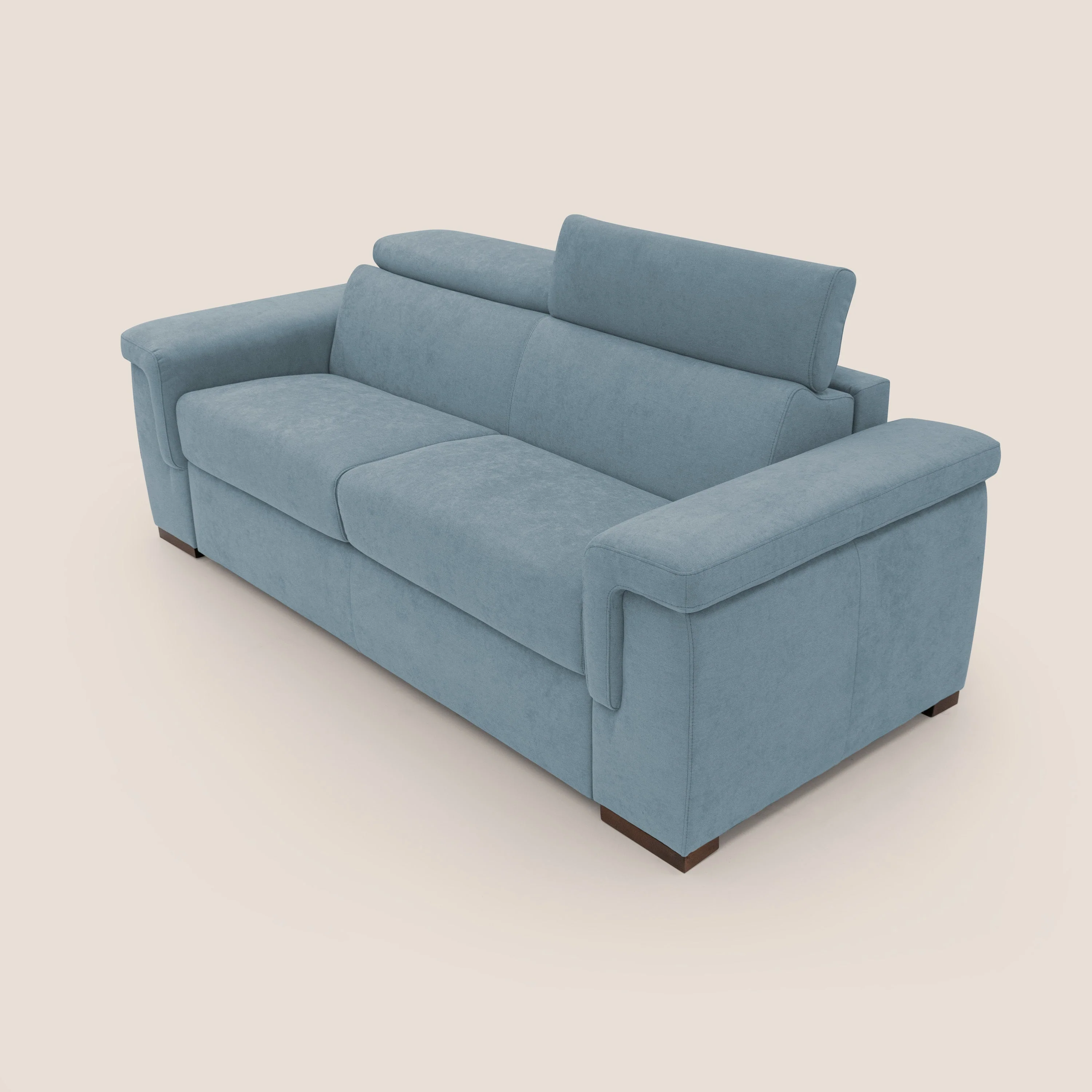 Giunone canapé convertible avec matelas de 18 cm et têtières inclinables en tissu imperméable T02 bleu pastel - Image 8