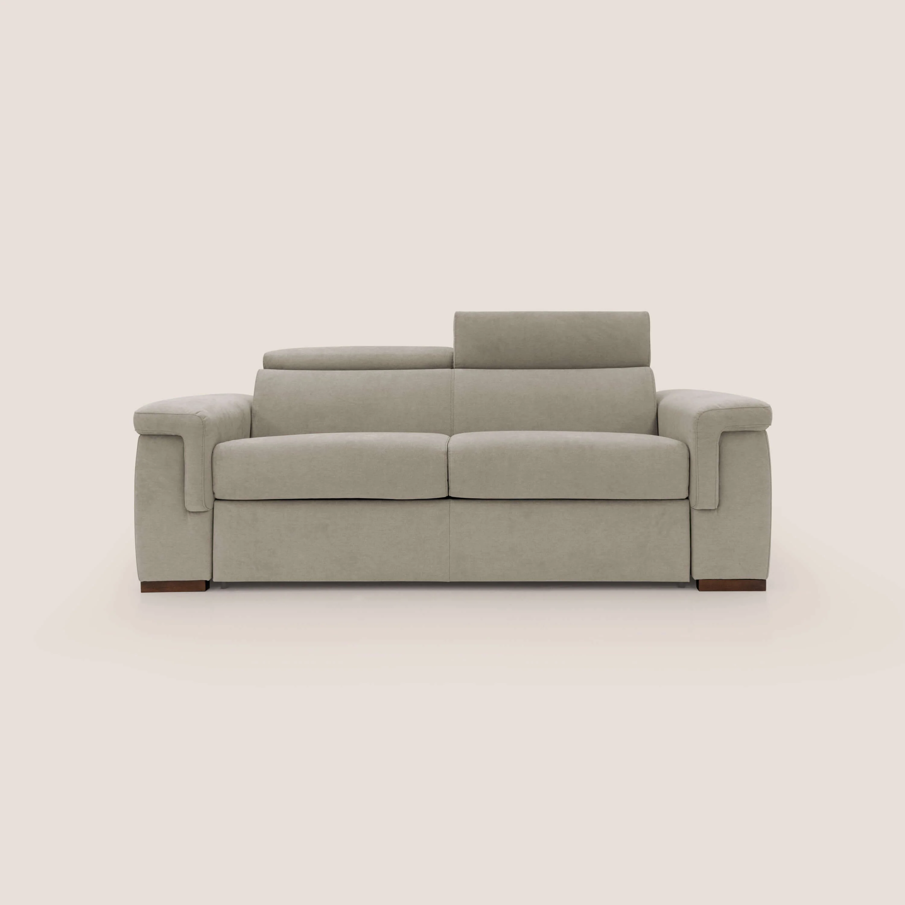 Giunone canapĂ© convertible avec matelas de 18 cm et tĂȘtiĂšres inclinables en tissu impermĂ©able T02 crĂšme
