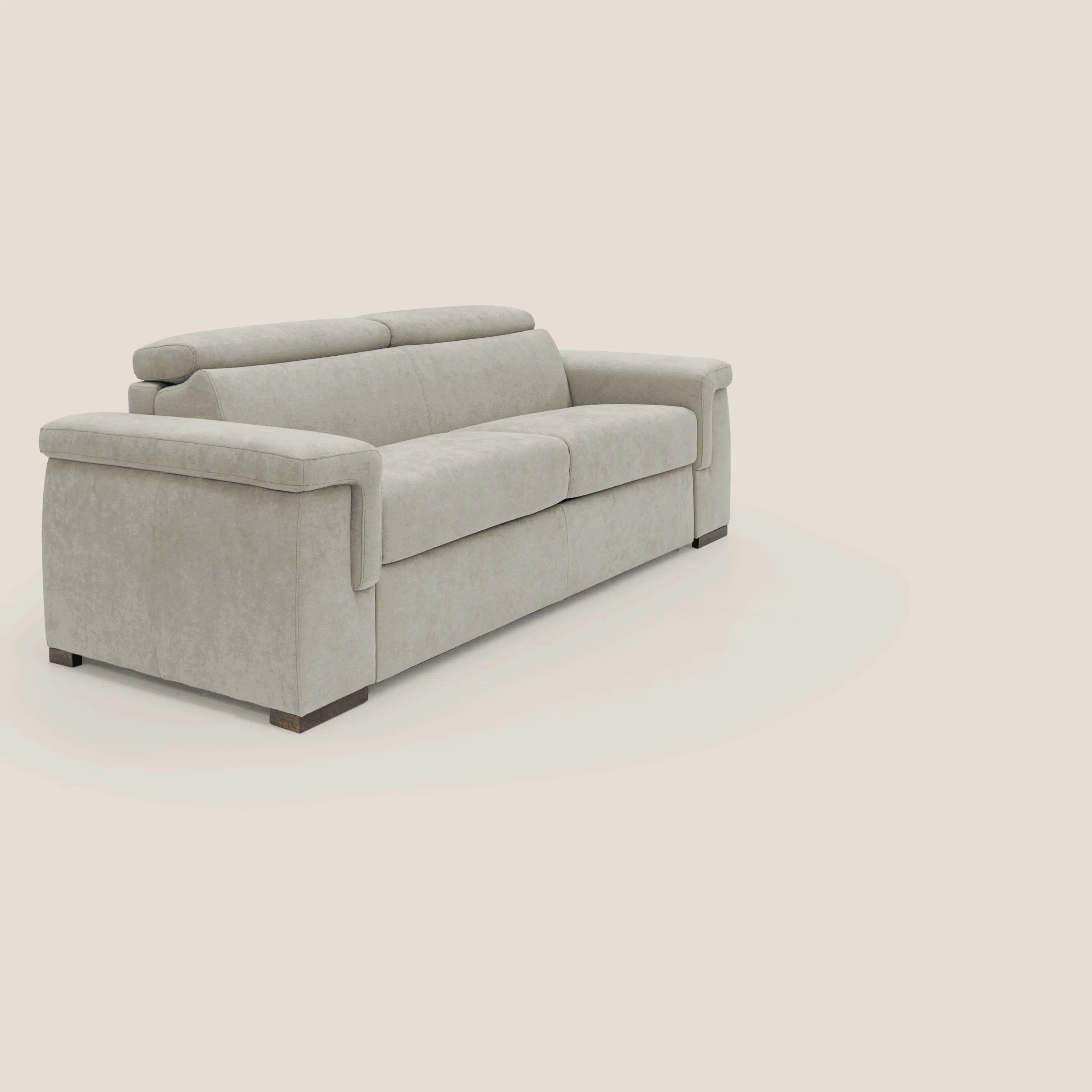 Giunone canapĂ© convertible avec matelas de 18 cm et tĂȘtiĂšres inclinables en tissu impermĂ©able T02 crĂšme - Image 2