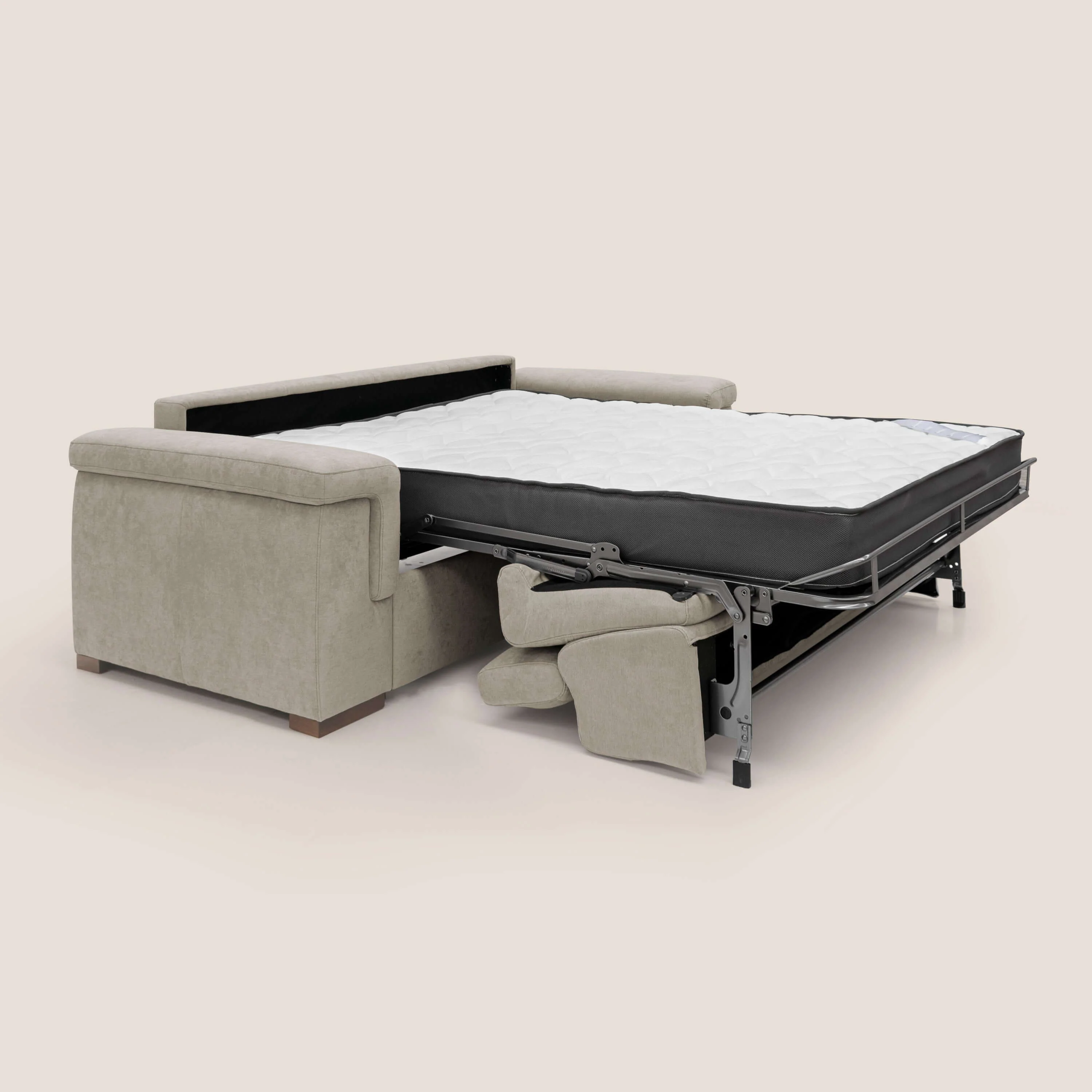 Giunone canapĂ© convertible avec matelas de 18 cm et tĂȘtiĂšres inclinables en tissu impermĂ©able T02 crĂšme - Image 3