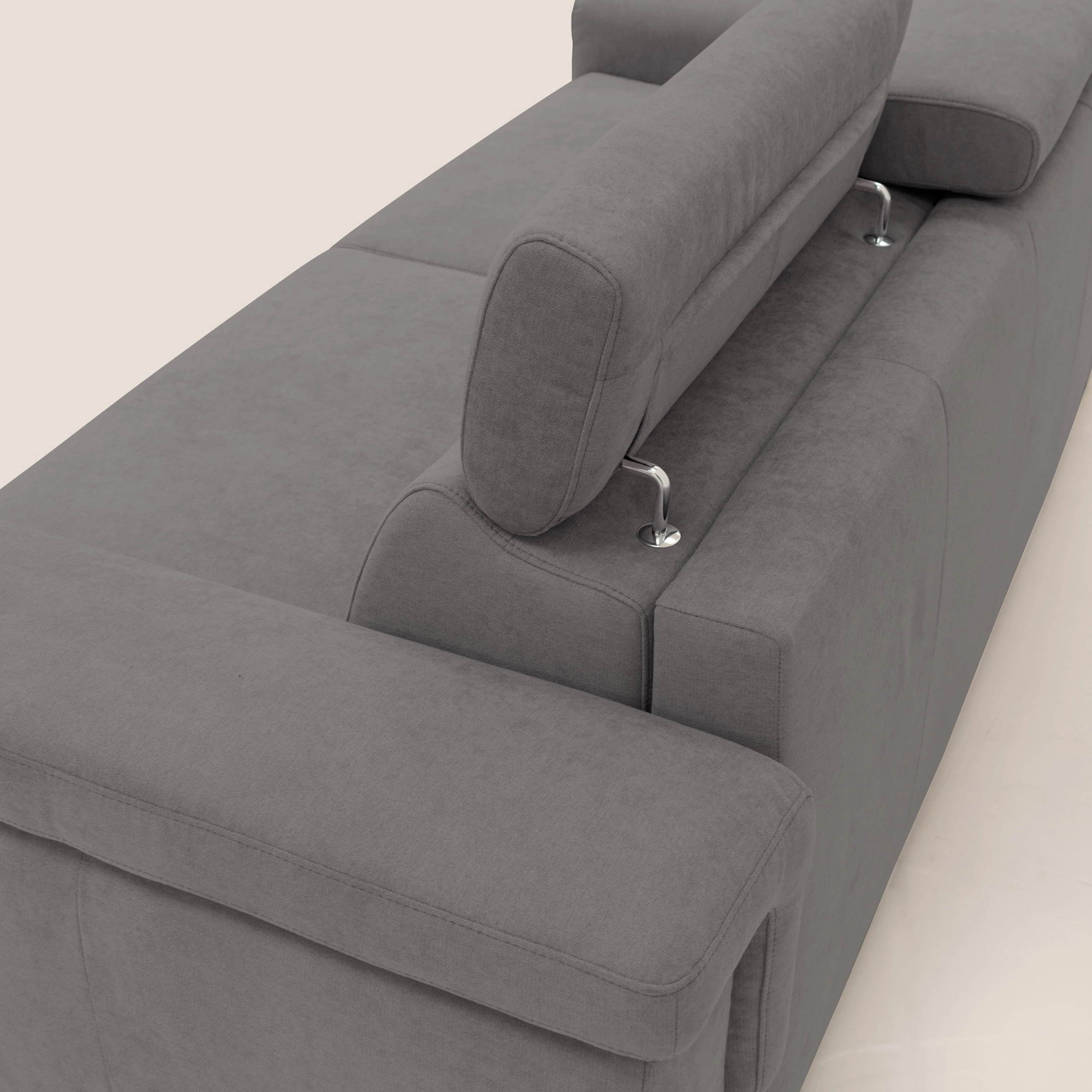 Giunone canapé convertible avec matelas de 18 cm et têtières inclinables en tissu imperméable T02 gris - Image 11