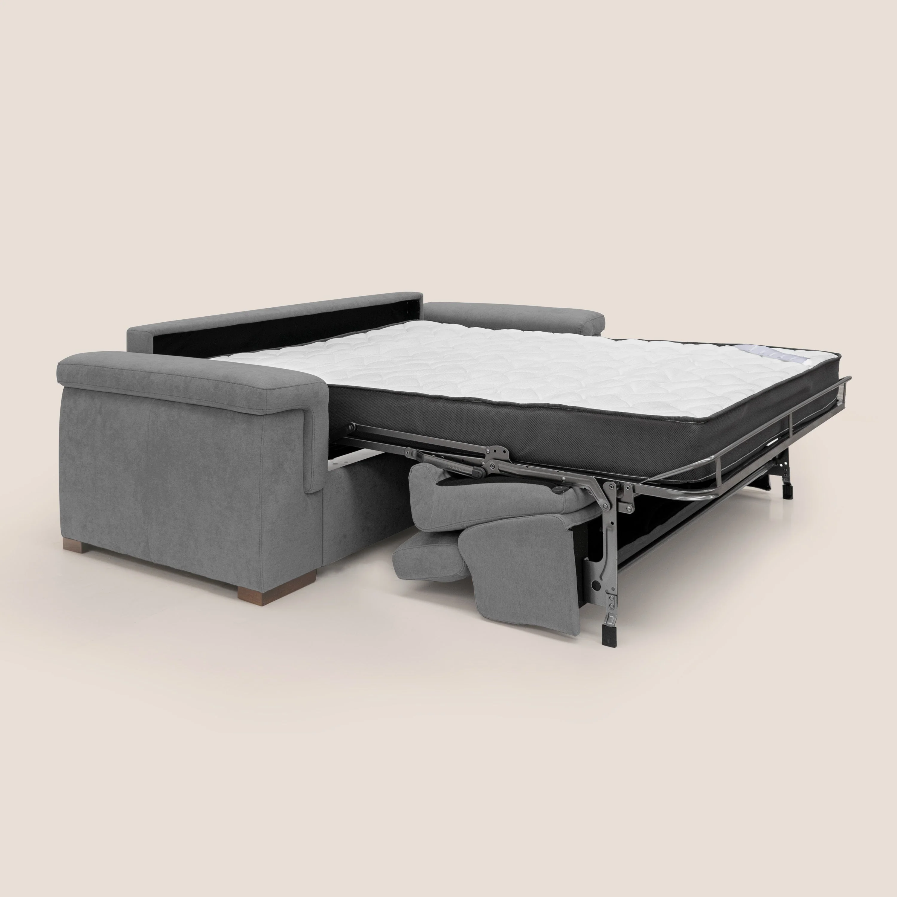 Giunone canapé convertible avec matelas de 18 cm et têtières inclinables en tissu imperméable T02 gris - Image 2