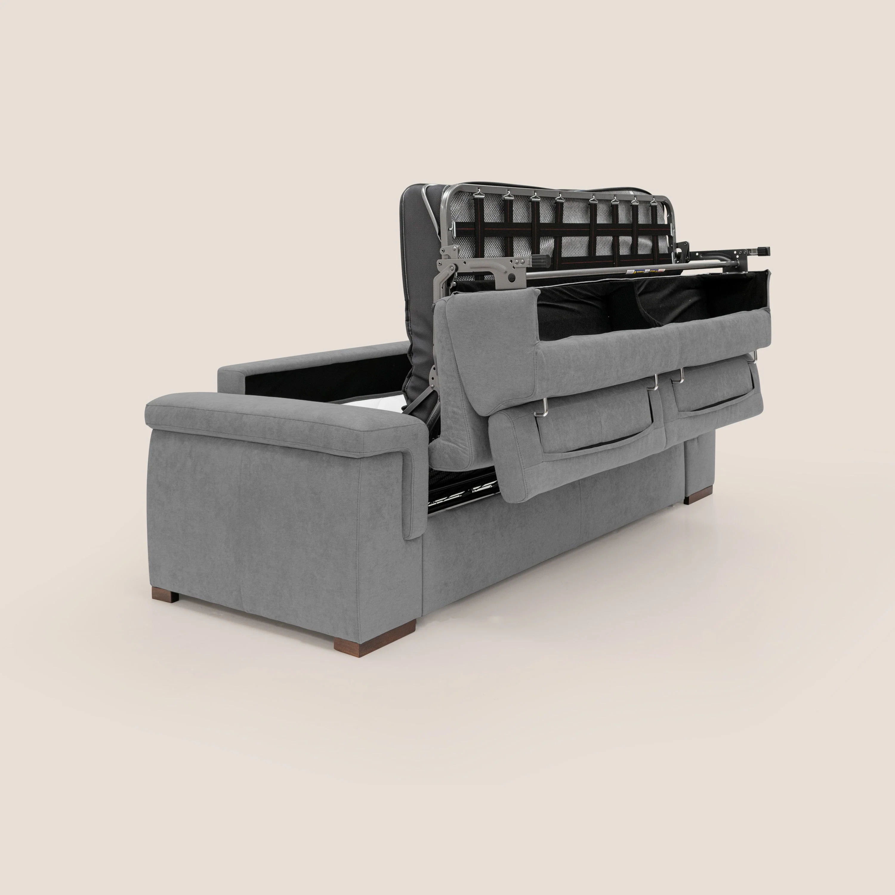 Giunone canapé convertible avec matelas de 18 cm et têtières inclinables en tissu imperméable T02 gris - Image 3