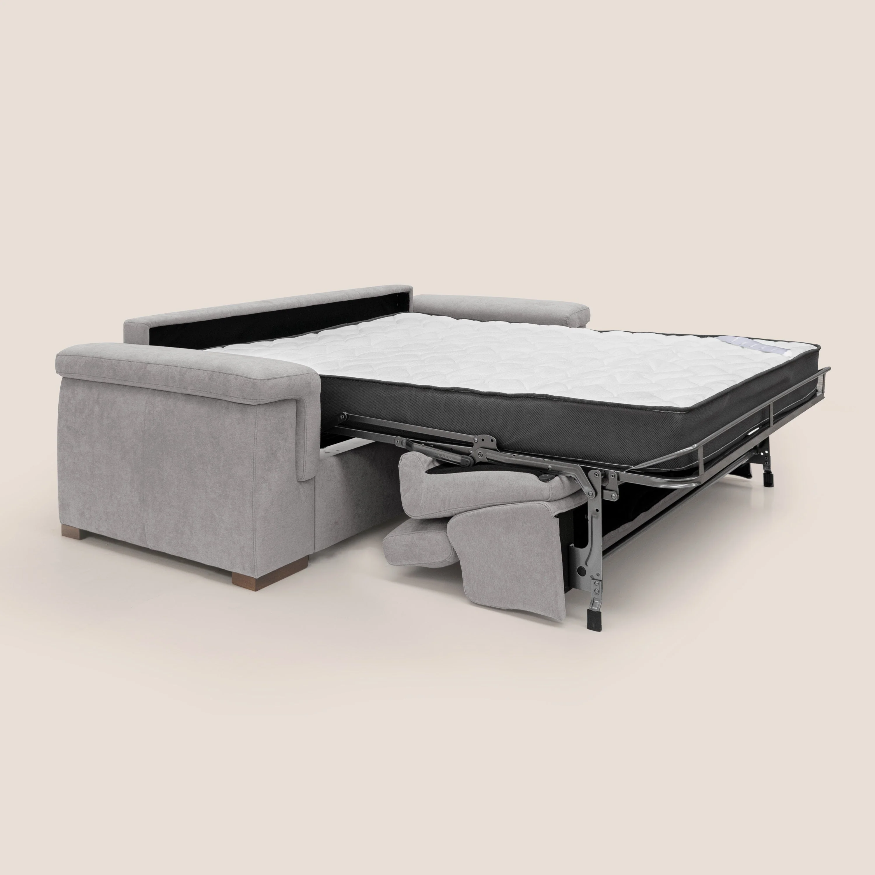 Giunone canapé convertible avec matelas de 18 cm et têtières inclinables en tissu imperméable T02 gris clair - Image 2