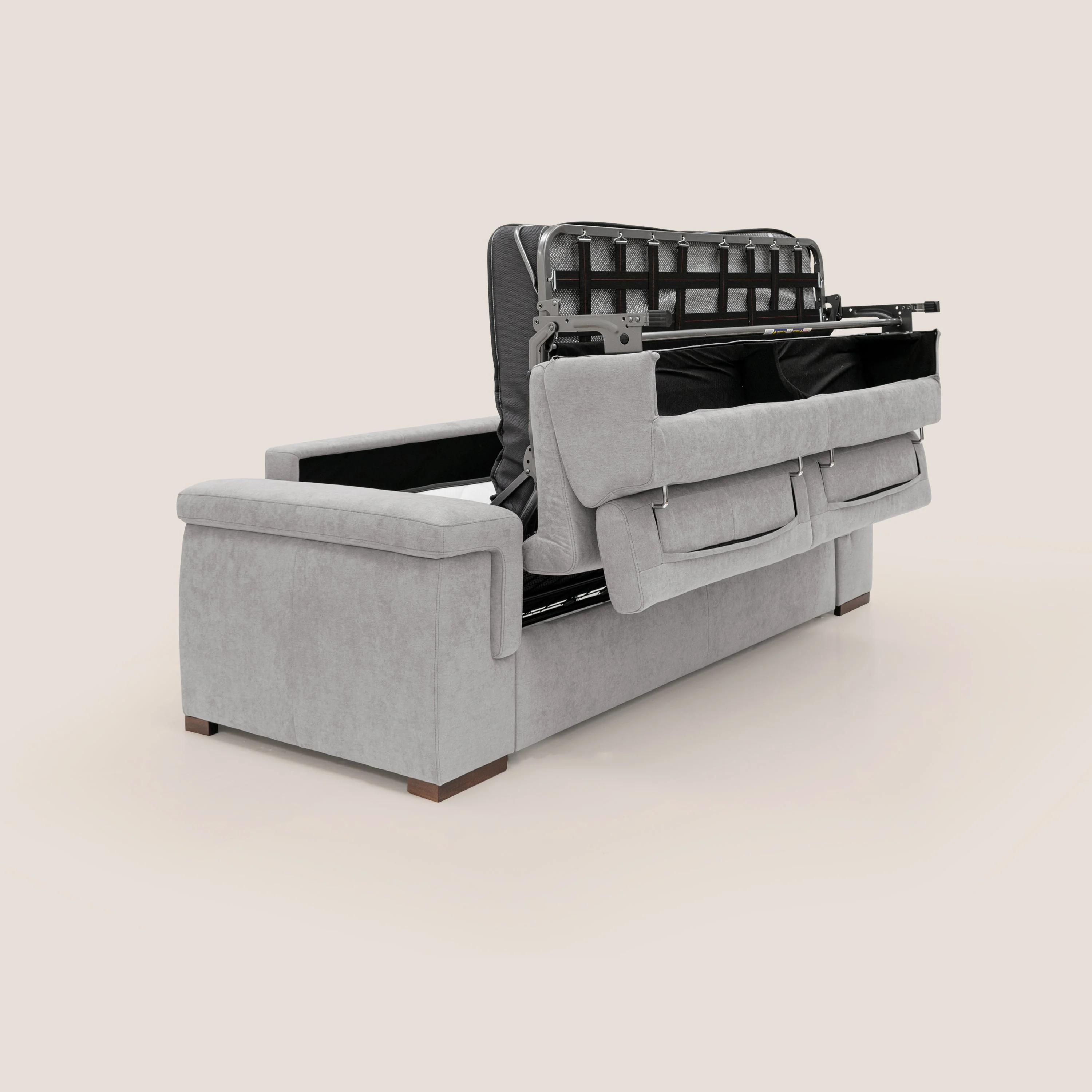 Giunone canapé convertible avec matelas de 18 cm et têtières inclinables en tissu imperméable T02 gris clair - Image 3