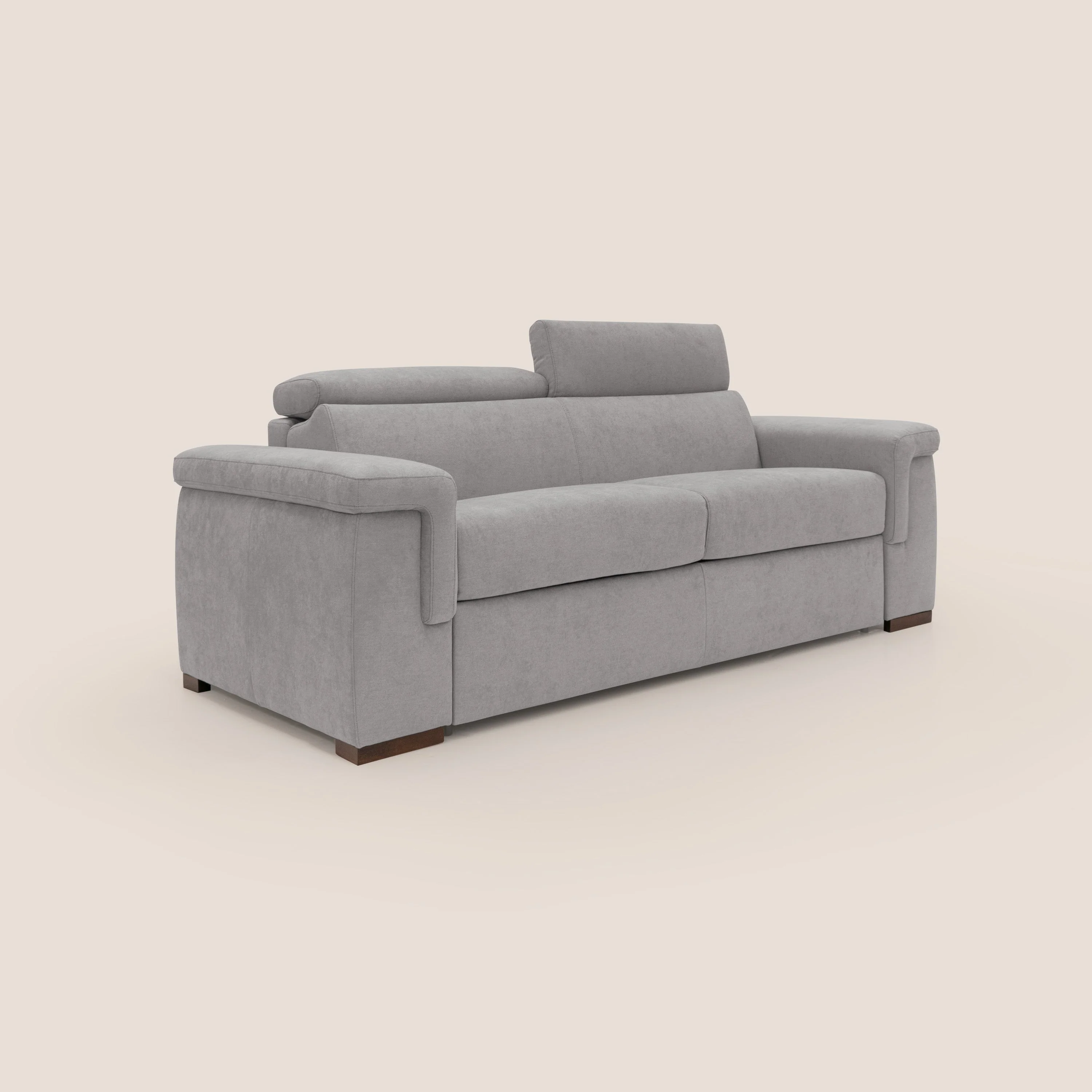 Giunone canapé convertible avec matelas de 18 cm et têtières inclinables en tissu imperméable T02 gris clair - Image 4