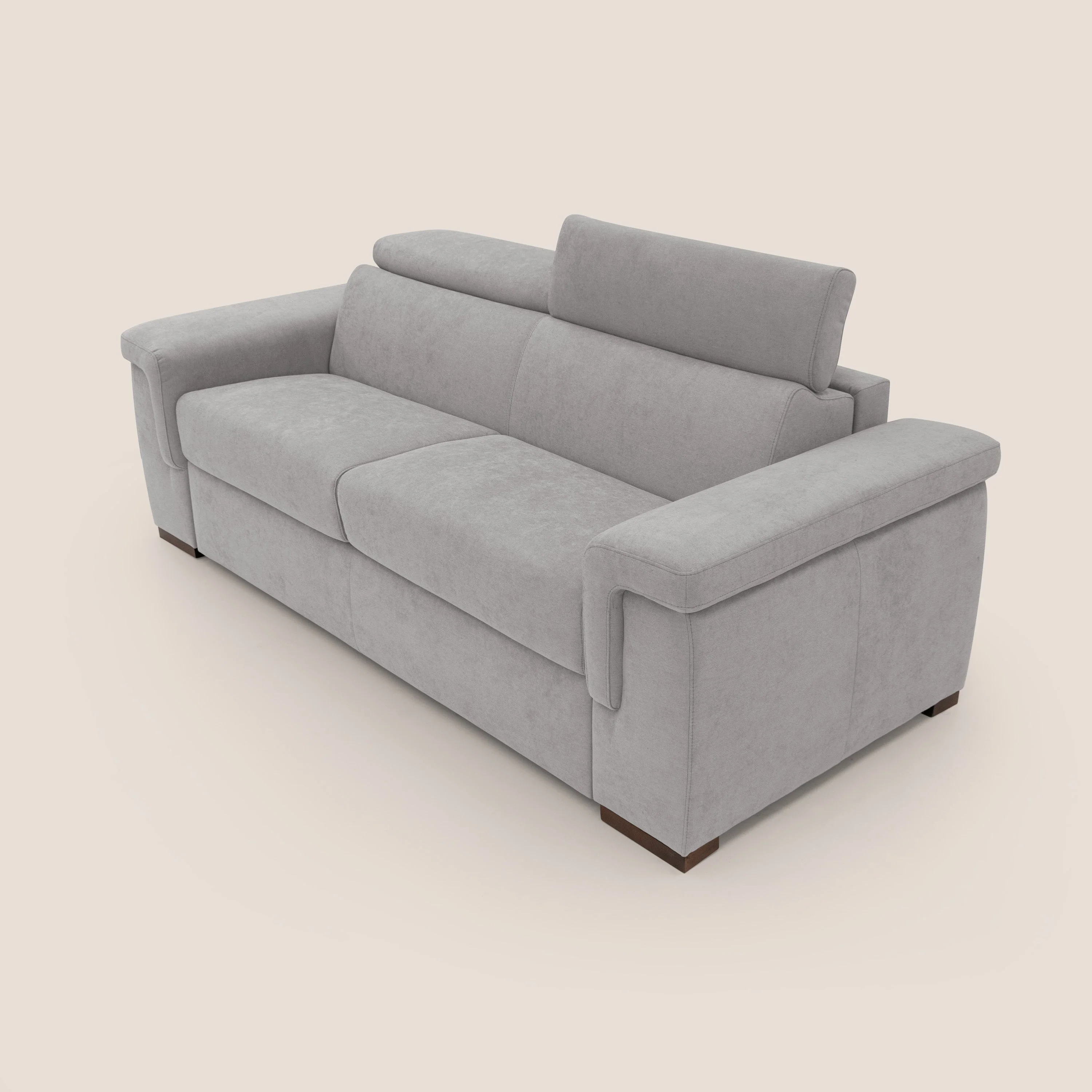 Giunone canapé convertible avec matelas de 18 cm et têtières inclinables en tissu imperméable T02 gris clair - Image 6