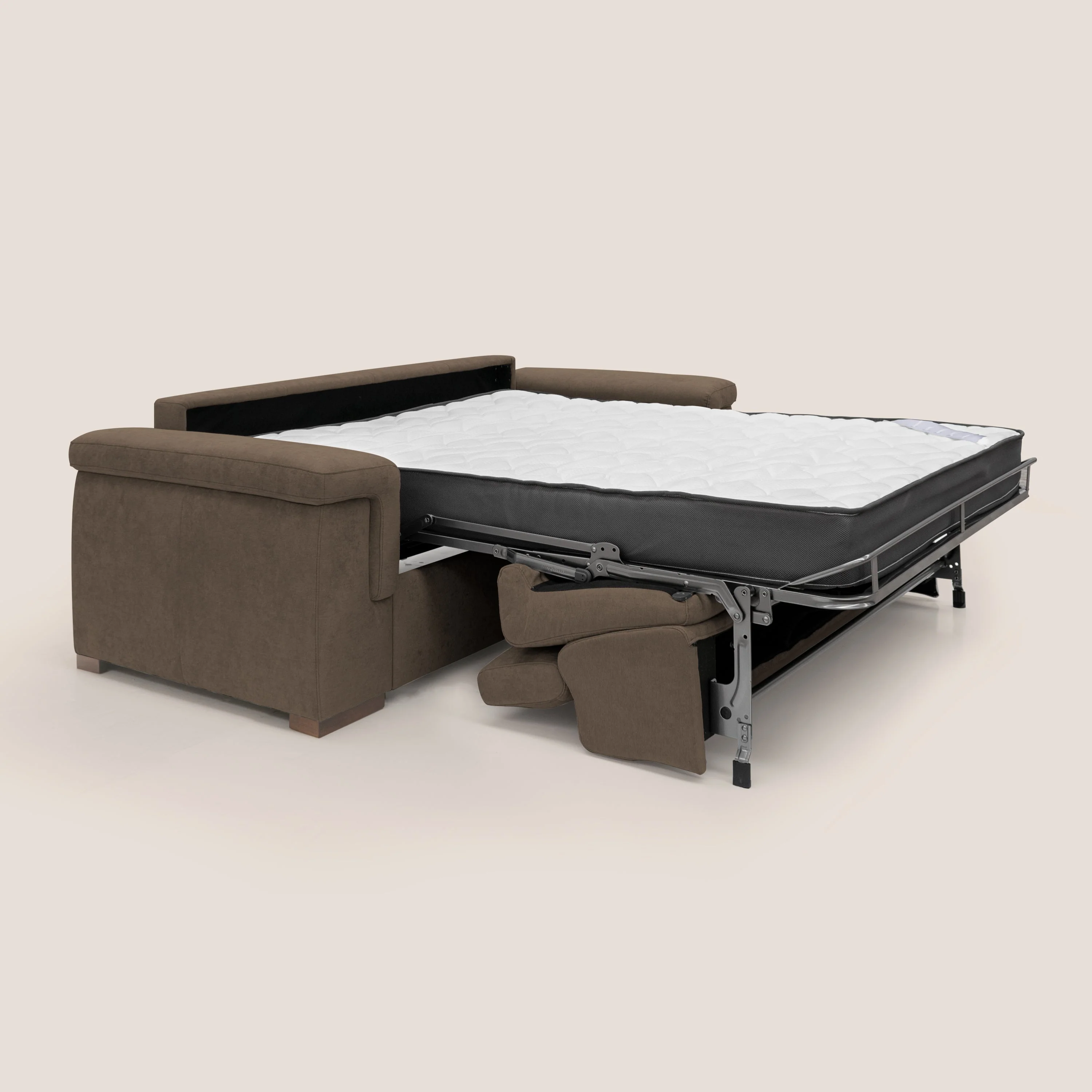 Giunone canapé convertible avec matelas de 18 cm et têtières inclinables en tissu imperméable T02 marron - Image 2