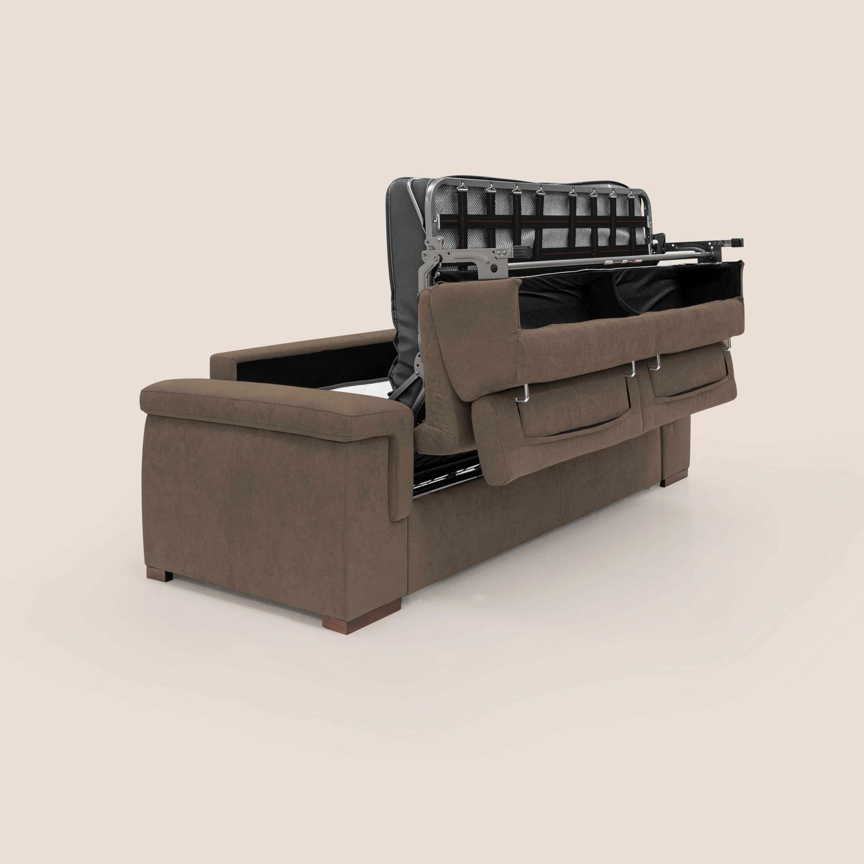 Giunone canapé convertible avec matelas de 18 cm et têtières inclinables en tissu imperméable T02 marron - Image 3