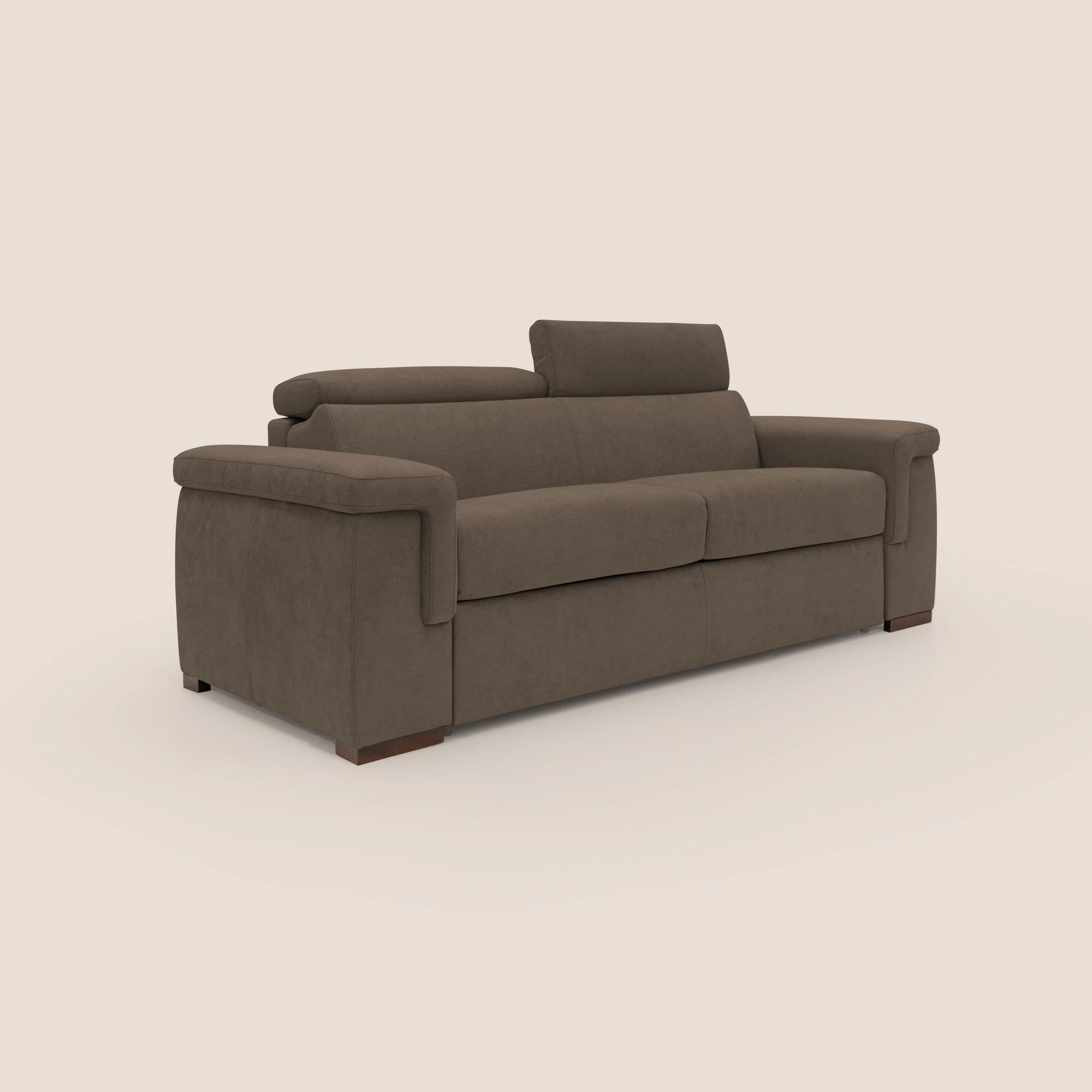 Giunone canapé convertible avec matelas de 18 cm et têtières inclinables en tissu imperméable T02 marron - Image 4