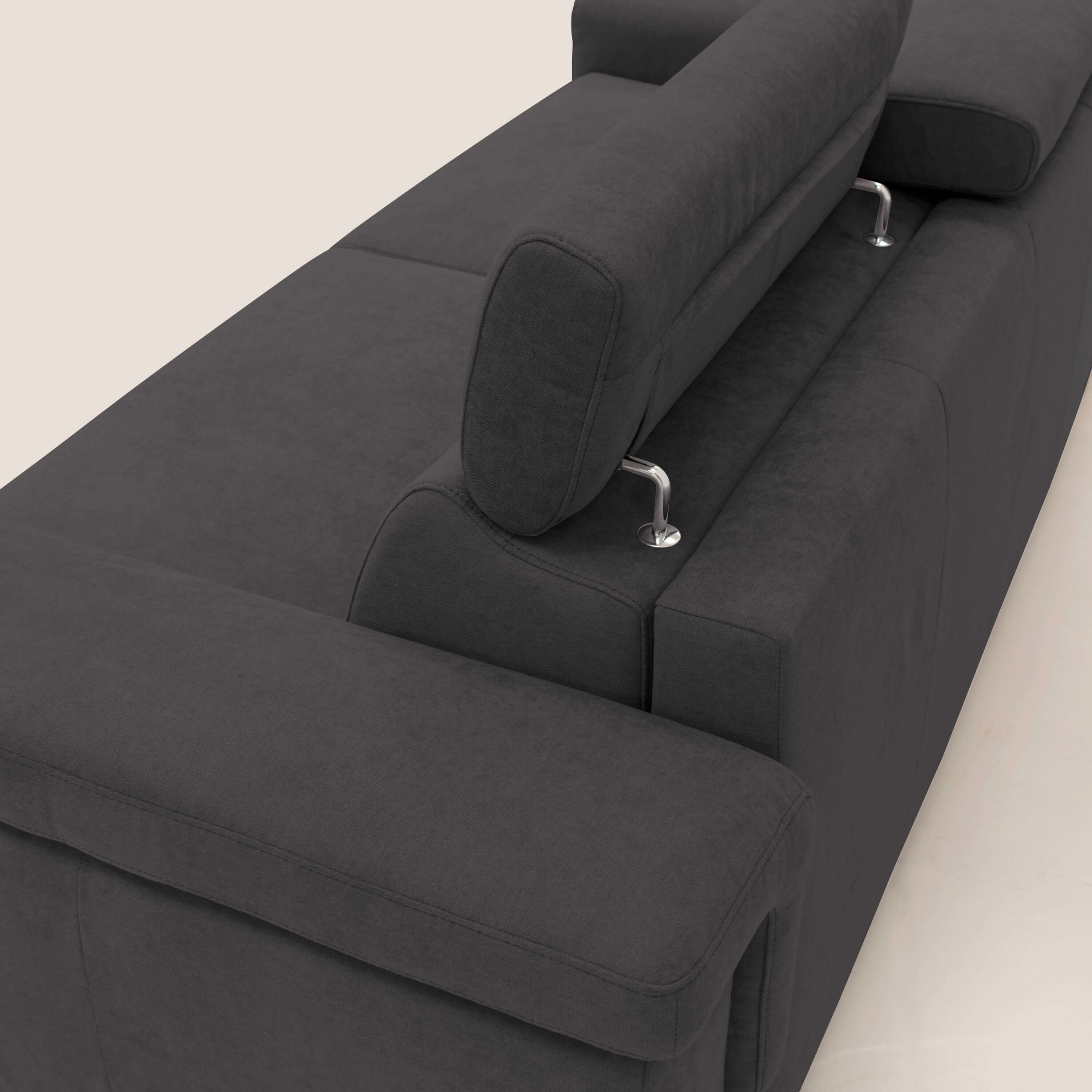 Giunone canapé convertible avec matelas de 18 cm et têtières inclinables en tissu imperméable T02 noir - Image 11