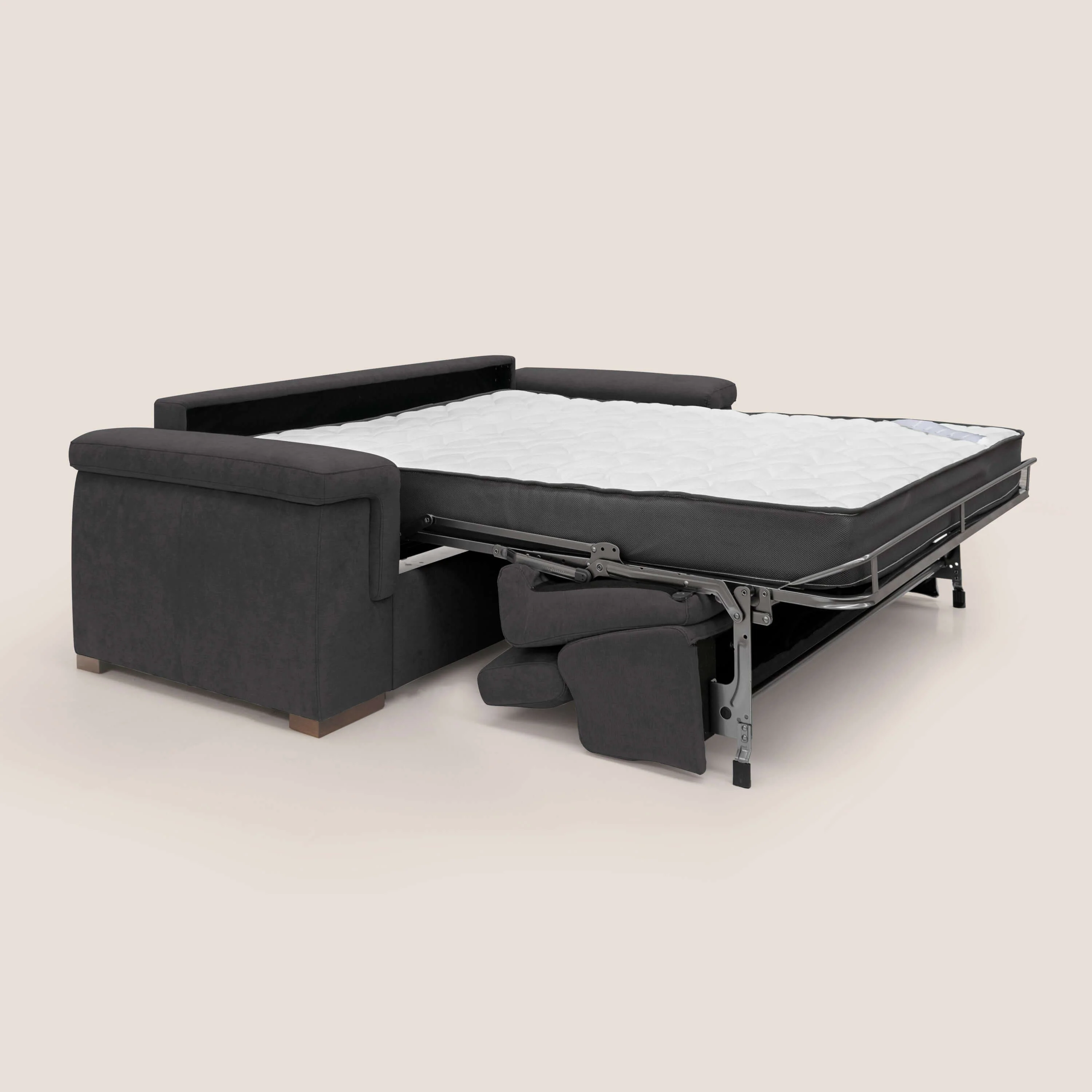 Giunone canapé convertible avec matelas de 18 cm et têtières inclinables en tissu imperméable T02 noir - Image 2