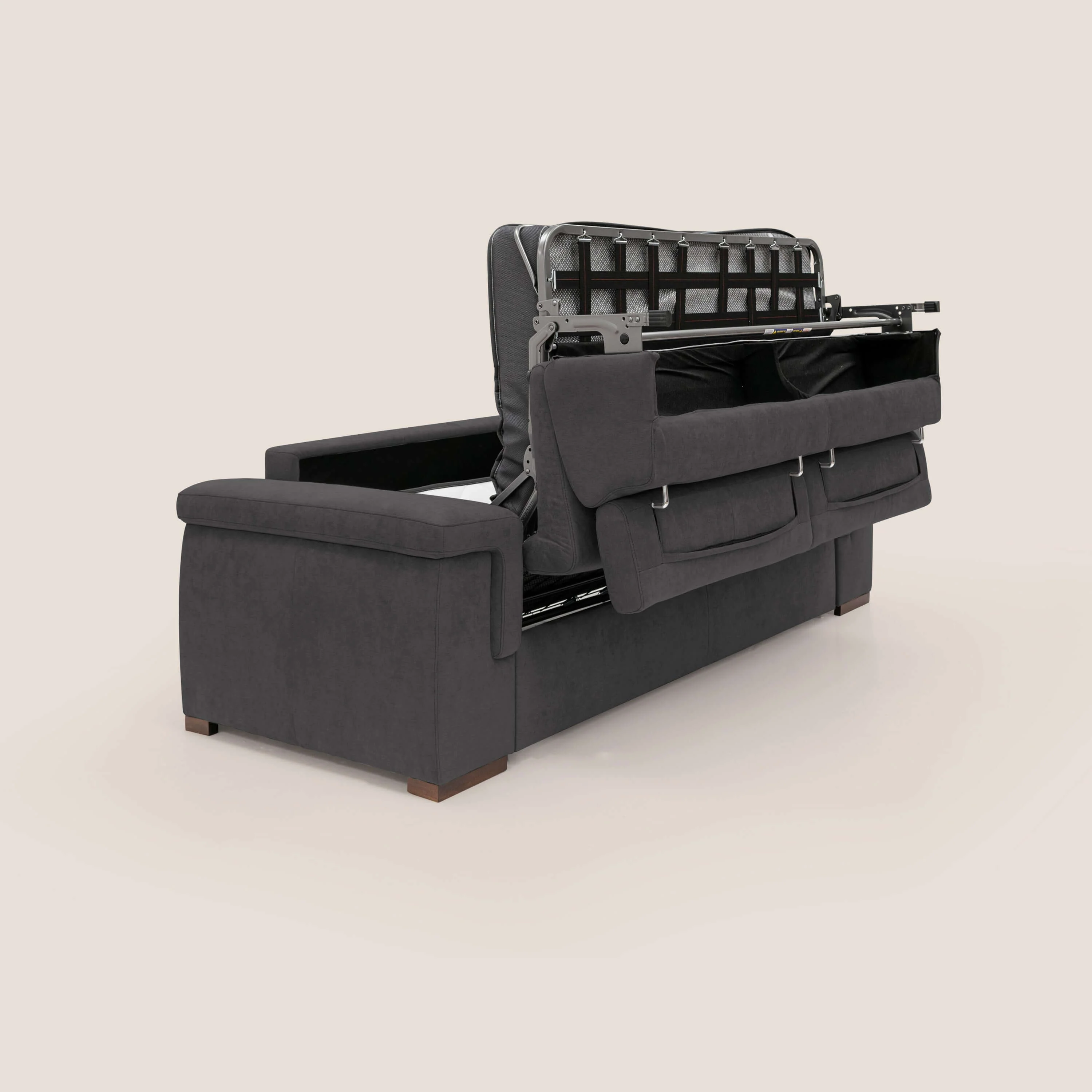 Giunone canapé convertible avec matelas de 18 cm et têtières inclinables en tissu imperméable T02 noir - Image 3