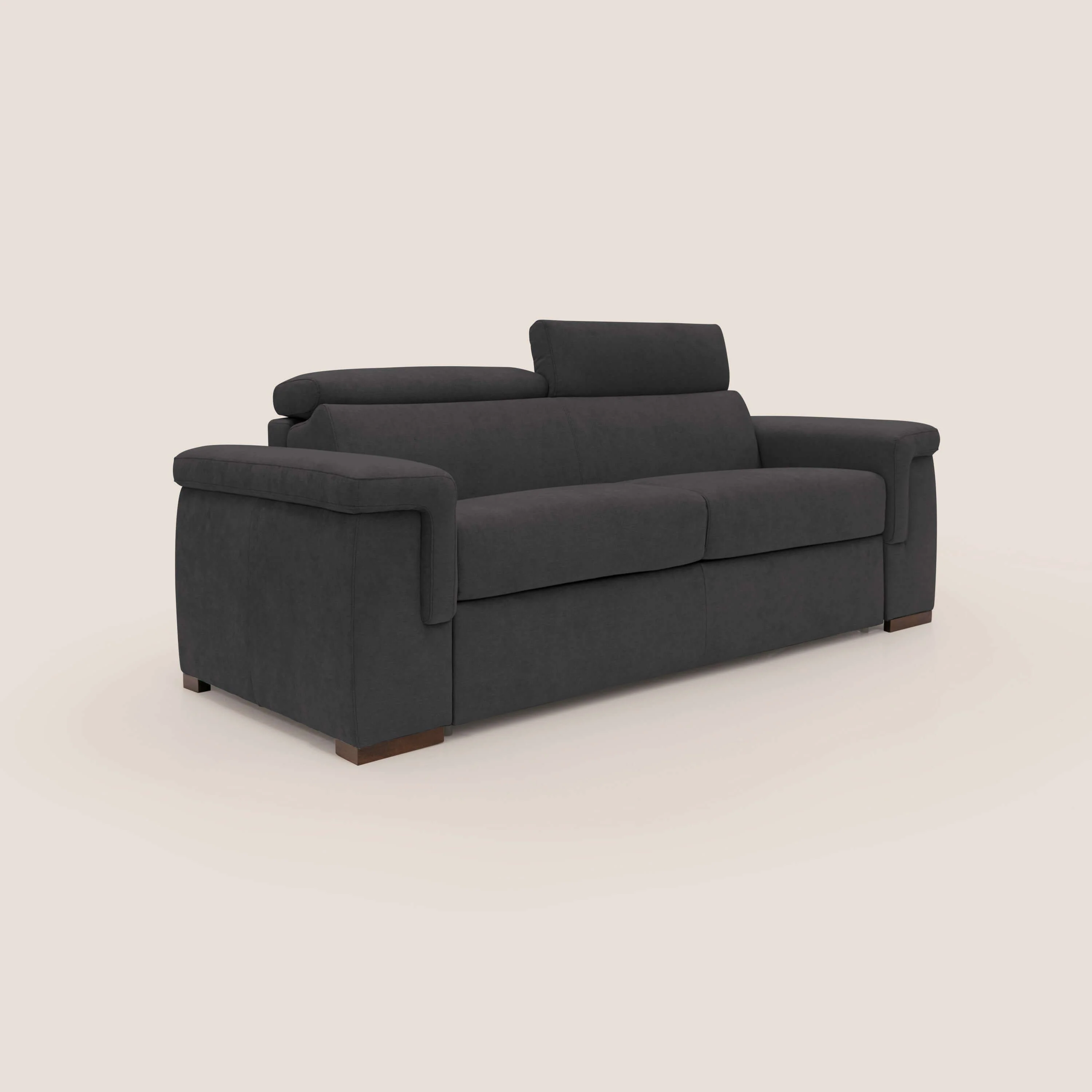 Giunone canapé convertible avec matelas de 18 cm et têtières inclinables en tissu imperméable T02 noir - Image 4