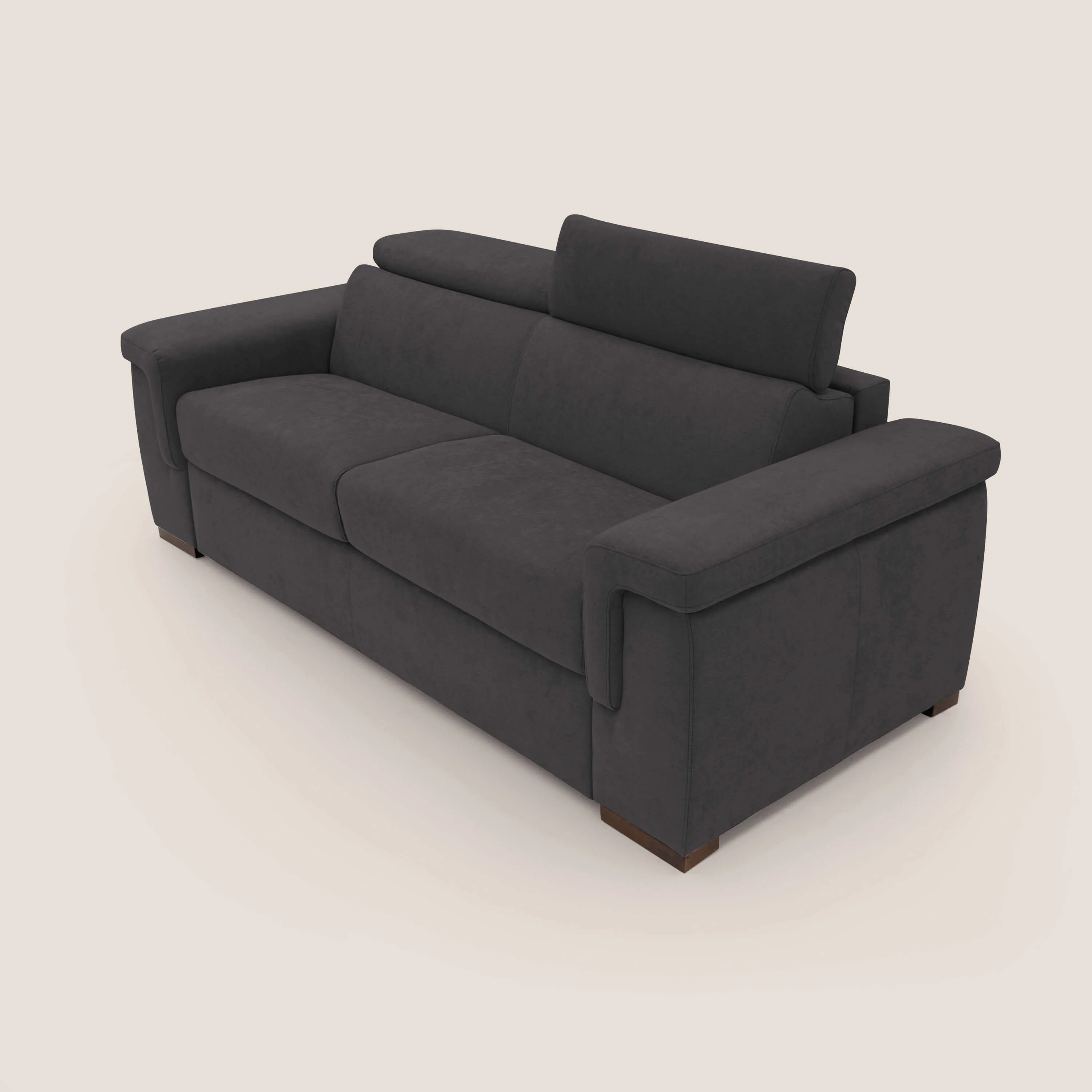 Giunone canapé convertible avec matelas de 18 cm et têtières inclinables en tissu imperméable T02 noir - Image 6