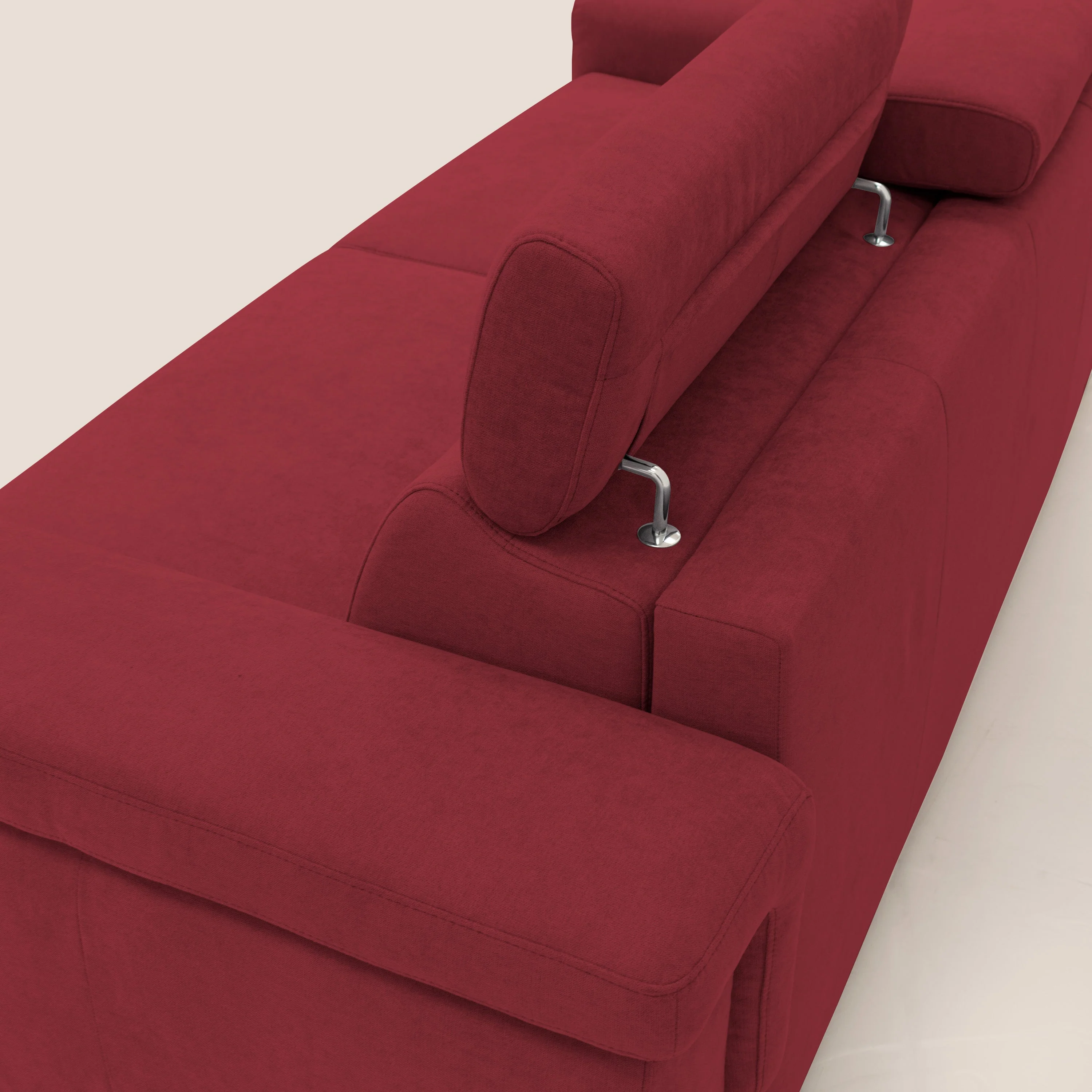 Giunone canapé convertible avec matelas de 18 cm et têtières inclinables en tissu imperméable T02 rouge - Image 11