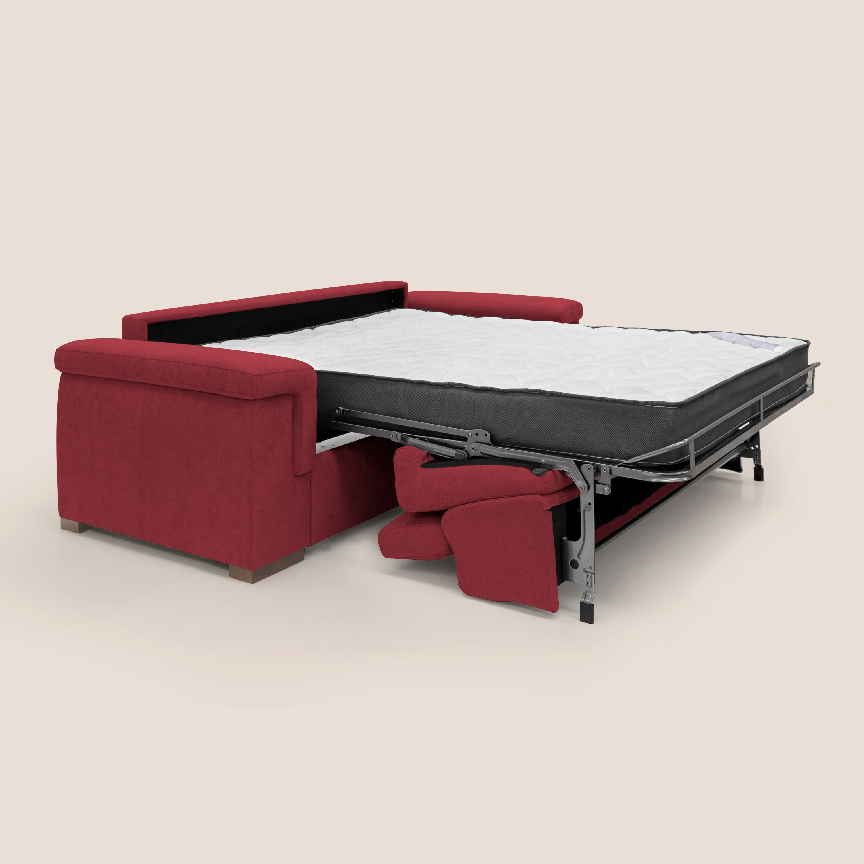 Giunone canapé convertible avec matelas de 18 cm et têtières inclinables en tissu imperméable T02 rouge - Image 2