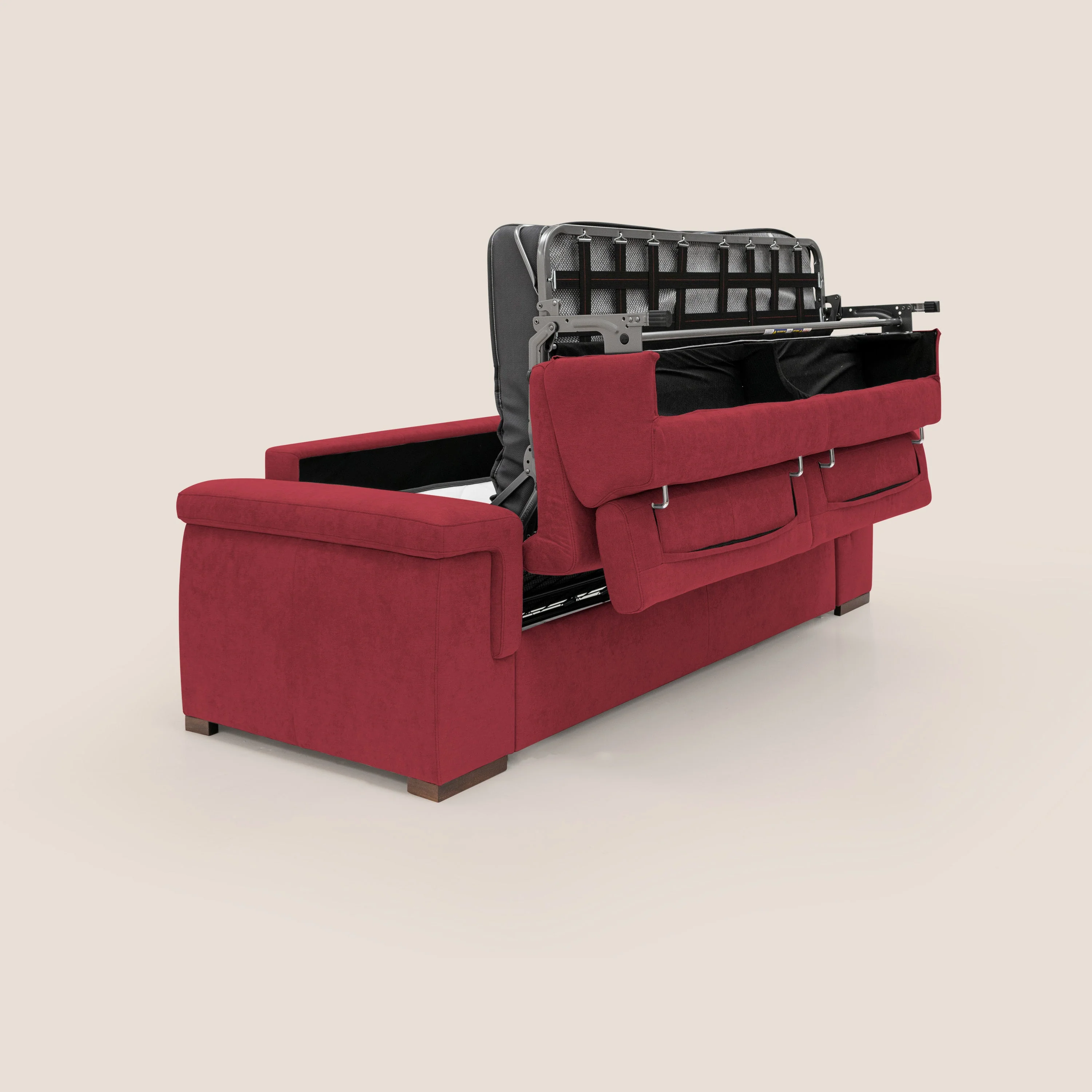 Giunone canapé convertible avec matelas de 18 cm et têtières inclinables en tissu imperméable T02 rouge - Image 3