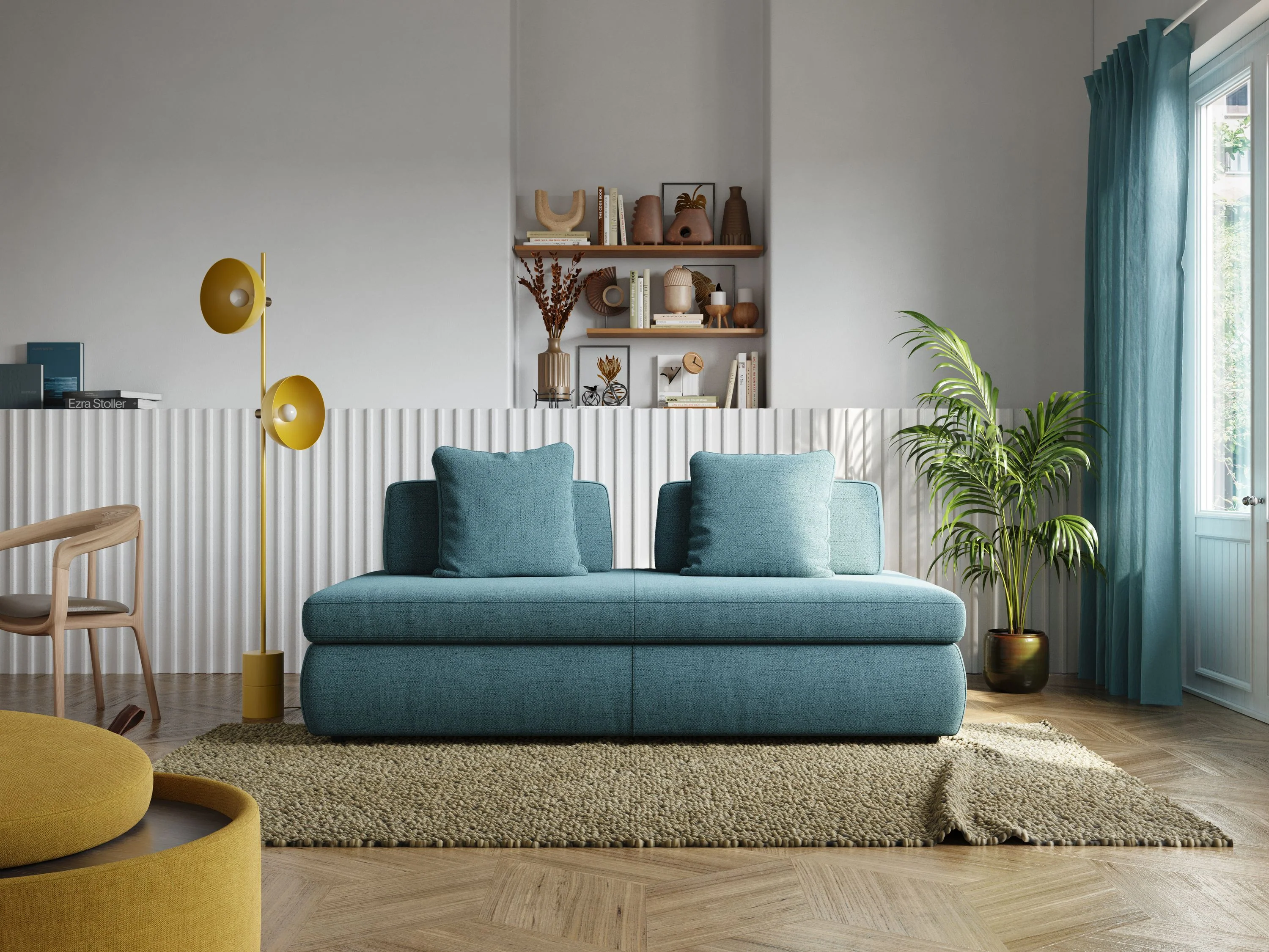GRANSASSO Canapé convertible au design innovant en tissu imperméable T03 bleu ciel - Image 3