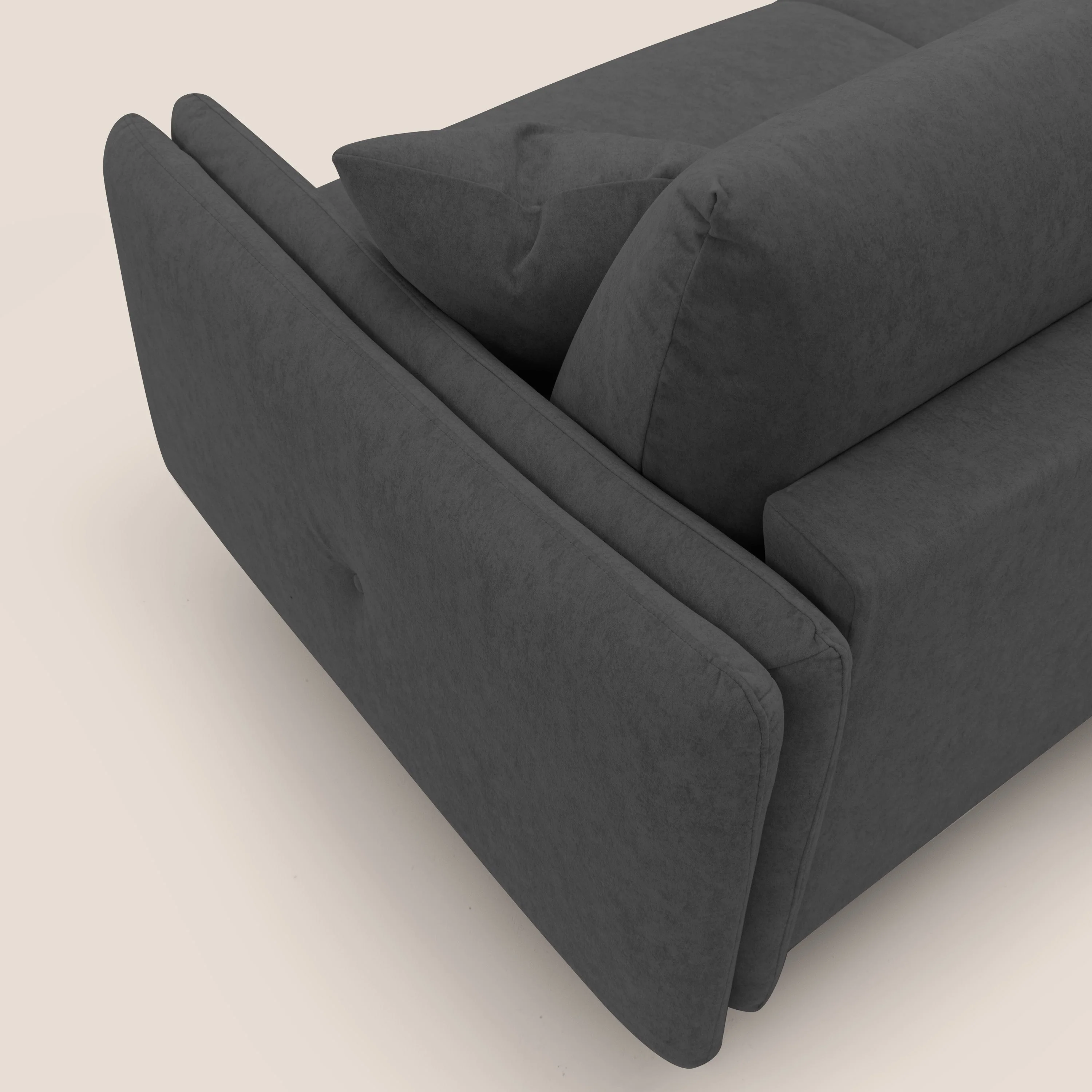 Gregory Canapé convertible avec matelas H18 cm en microfibre effet velours imperméable T09 anthracite - Image 10