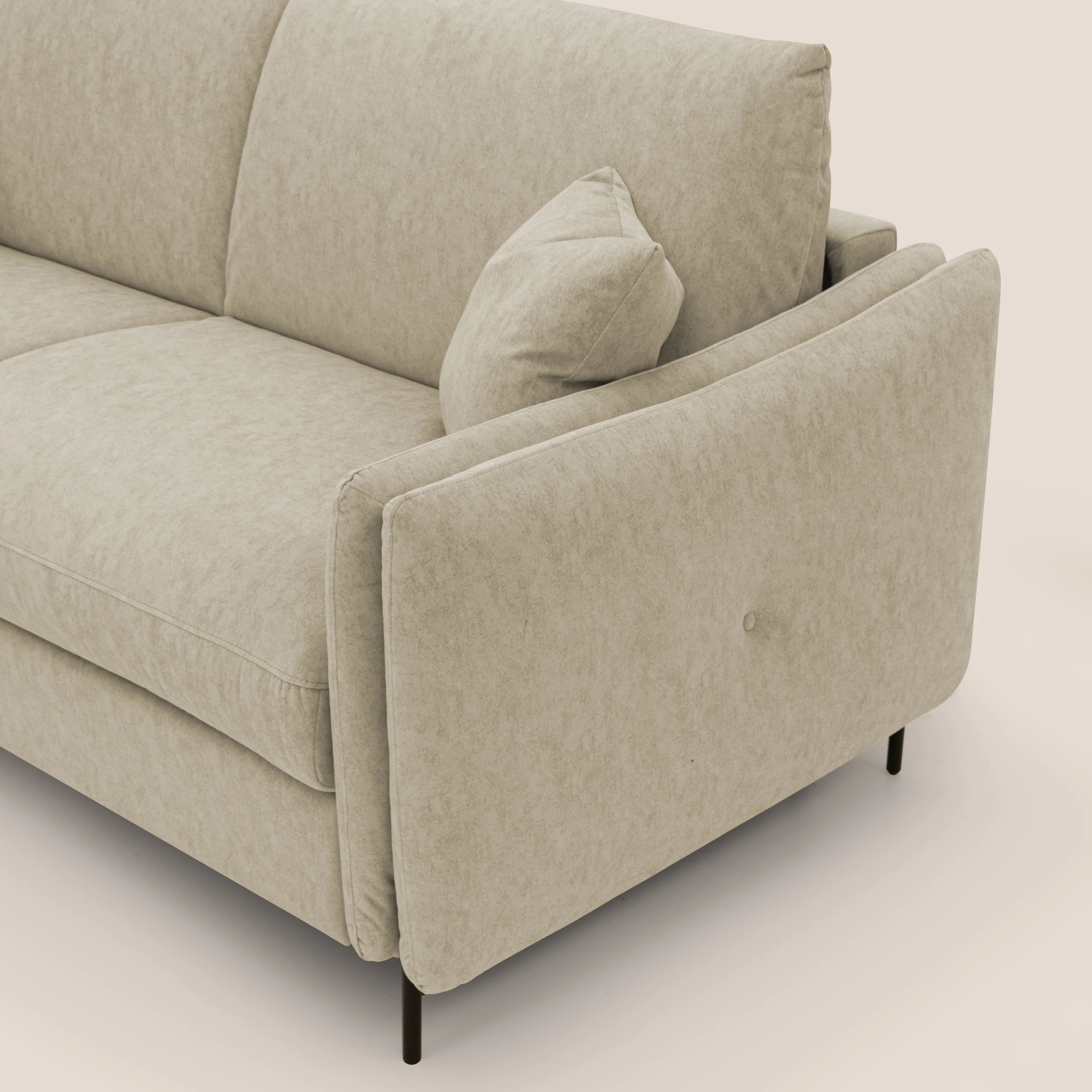 Gregory Canapé convertible avec matelas H18 cm en microfibre effet velours imperméable T09 beige - Image 10