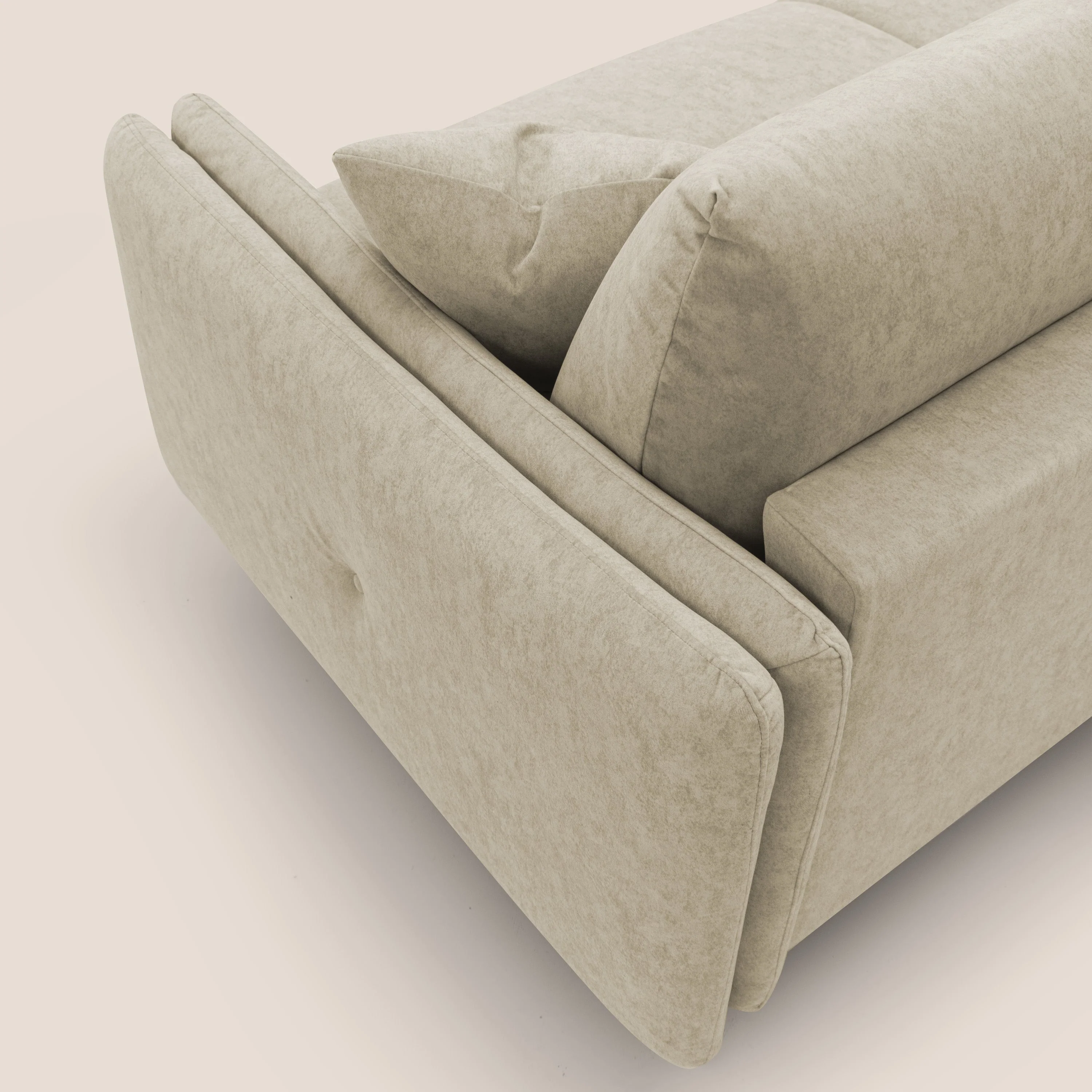 Gregory Canapé convertible avec matelas H18 cm en microfibre effet velours imperméable T09 beige - Image 12