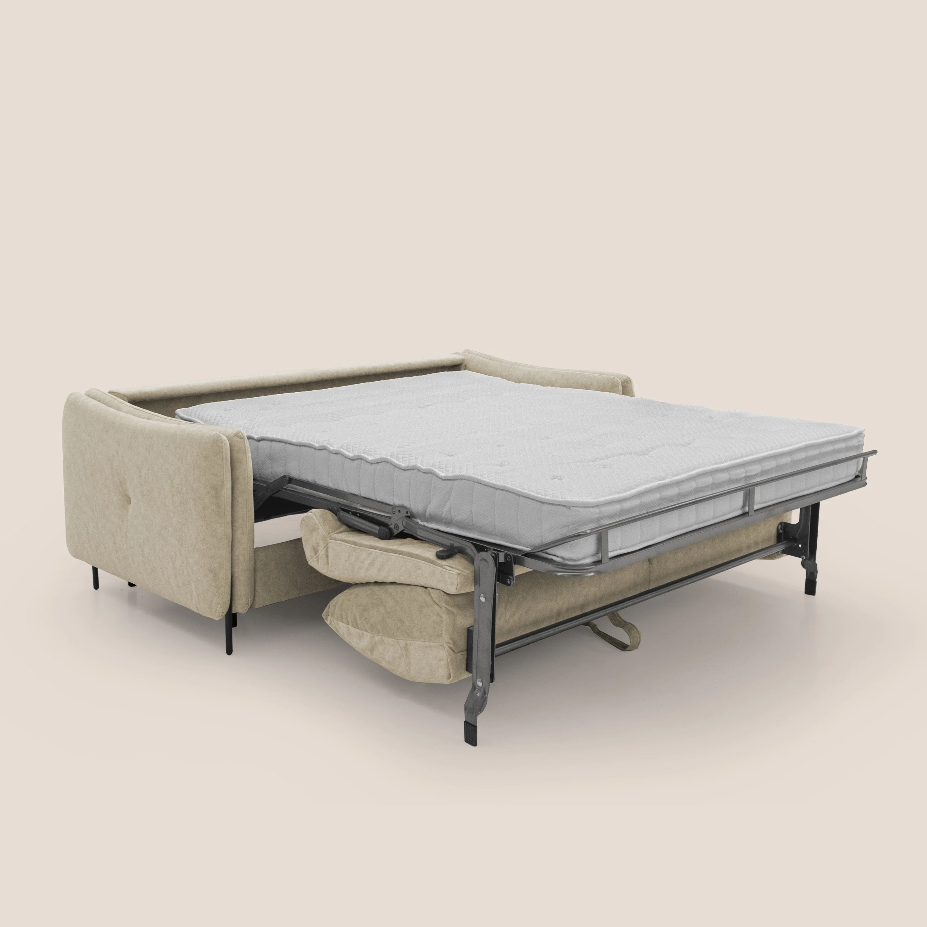 Gregory Canapé convertible avec matelas H18 cm en microfibre effet velours imperméable T09 beige - Image 4