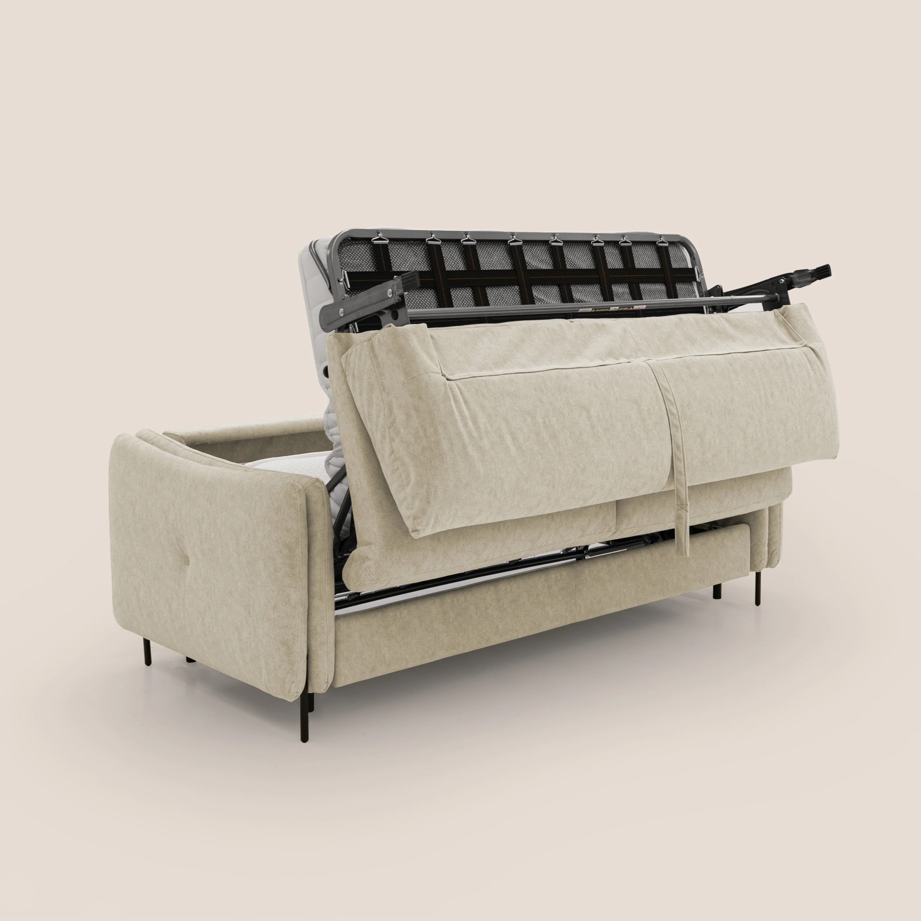 Gregory Canapé convertible avec matelas H18 cm en microfibre effet velours imperméable T09 beige - Image 5