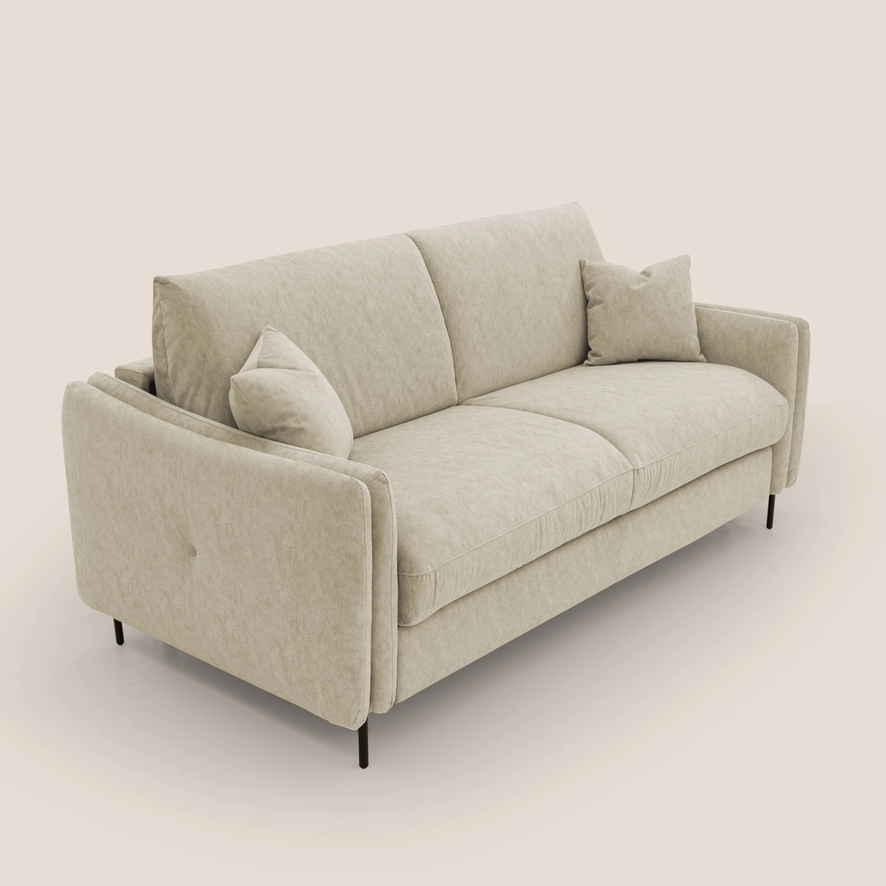 Gregory Canapé convertible avec matelas H18 cm en microfibre effet velours imperméable T09 beige - Image 8