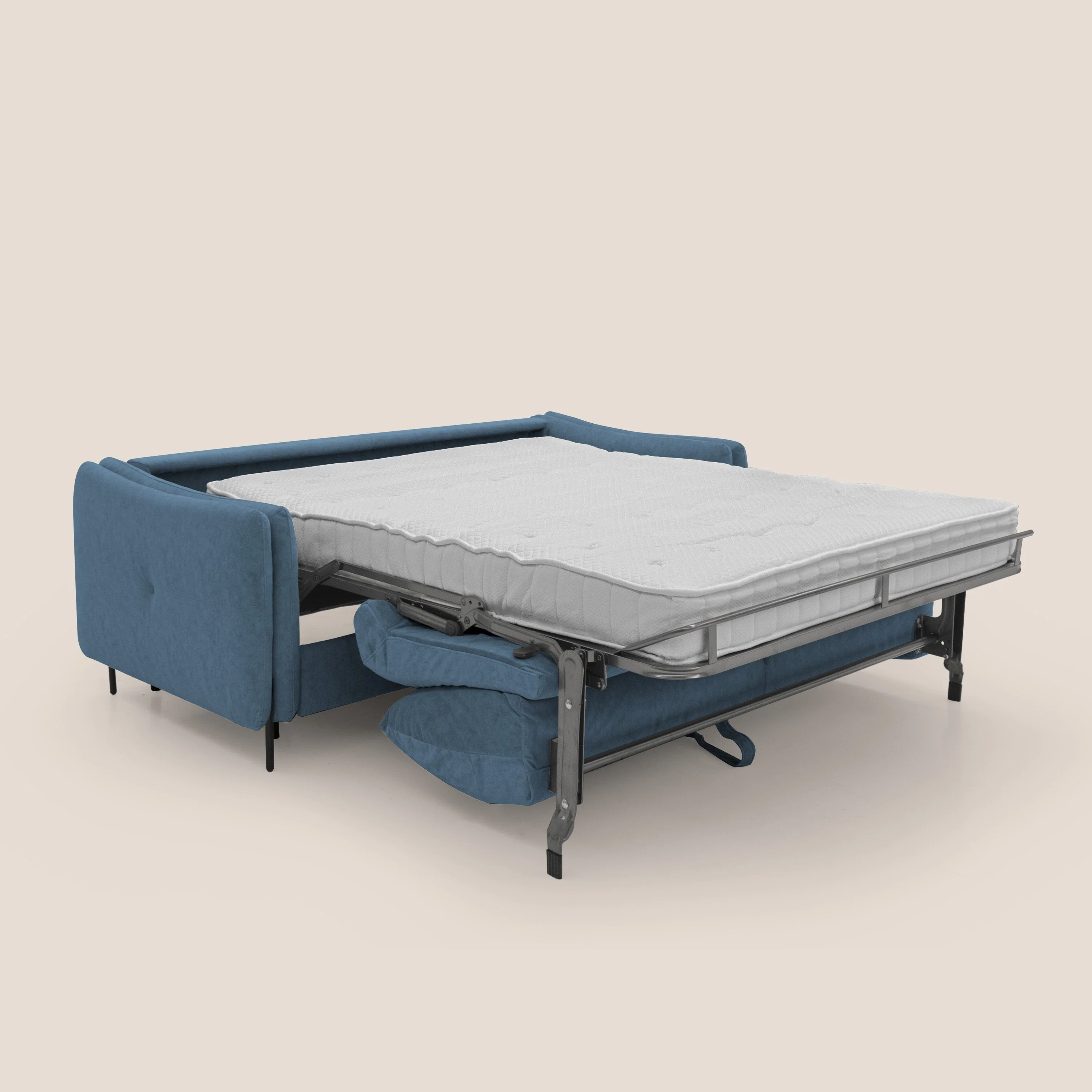 Gregory Canapé convertible avec matelas H18 cm en microfibre effet velours imperméable T09 bleu - Image 2