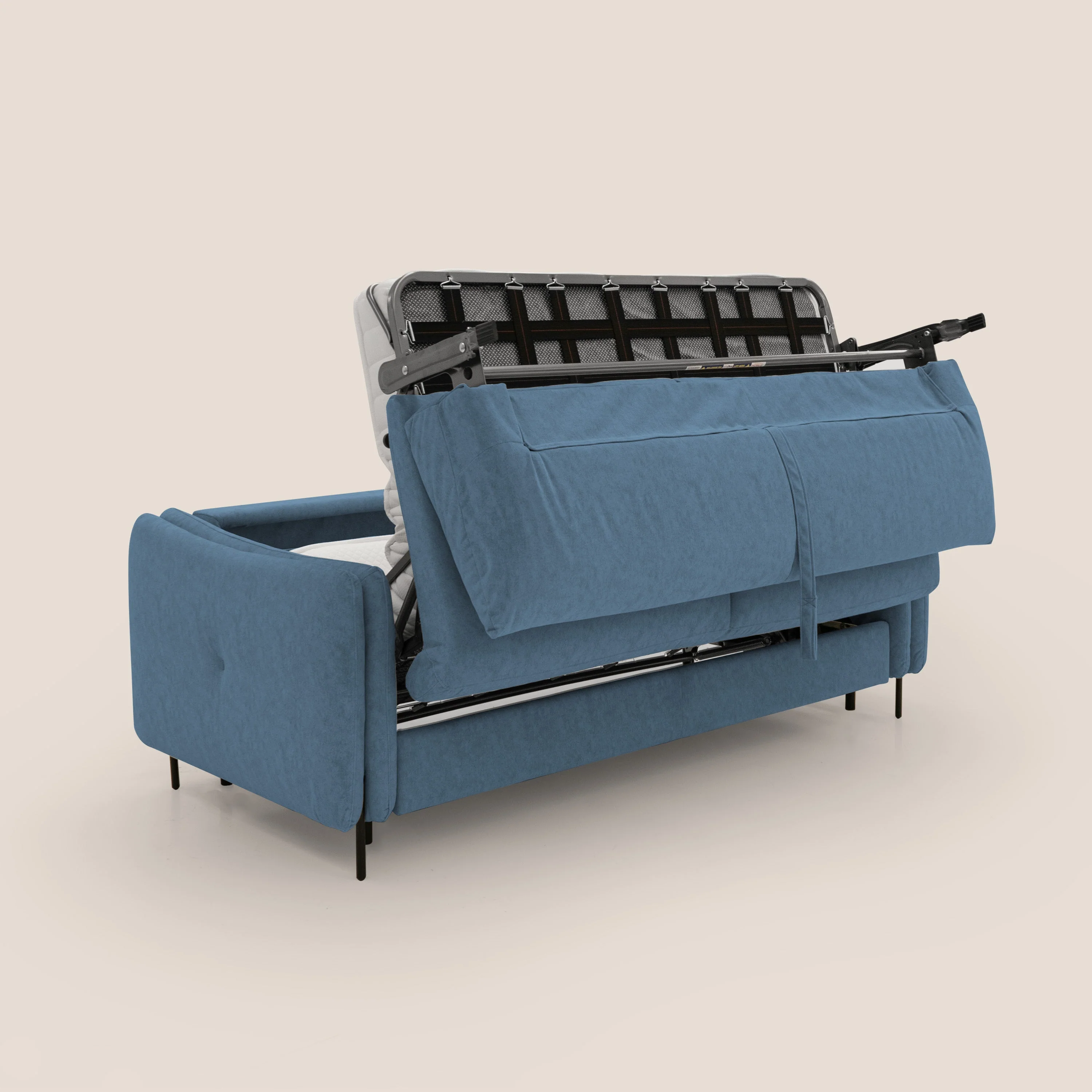 Gregory Canapé convertible avec matelas H18 cm en microfibre effet velours imperméable T09 bleu - Image 3