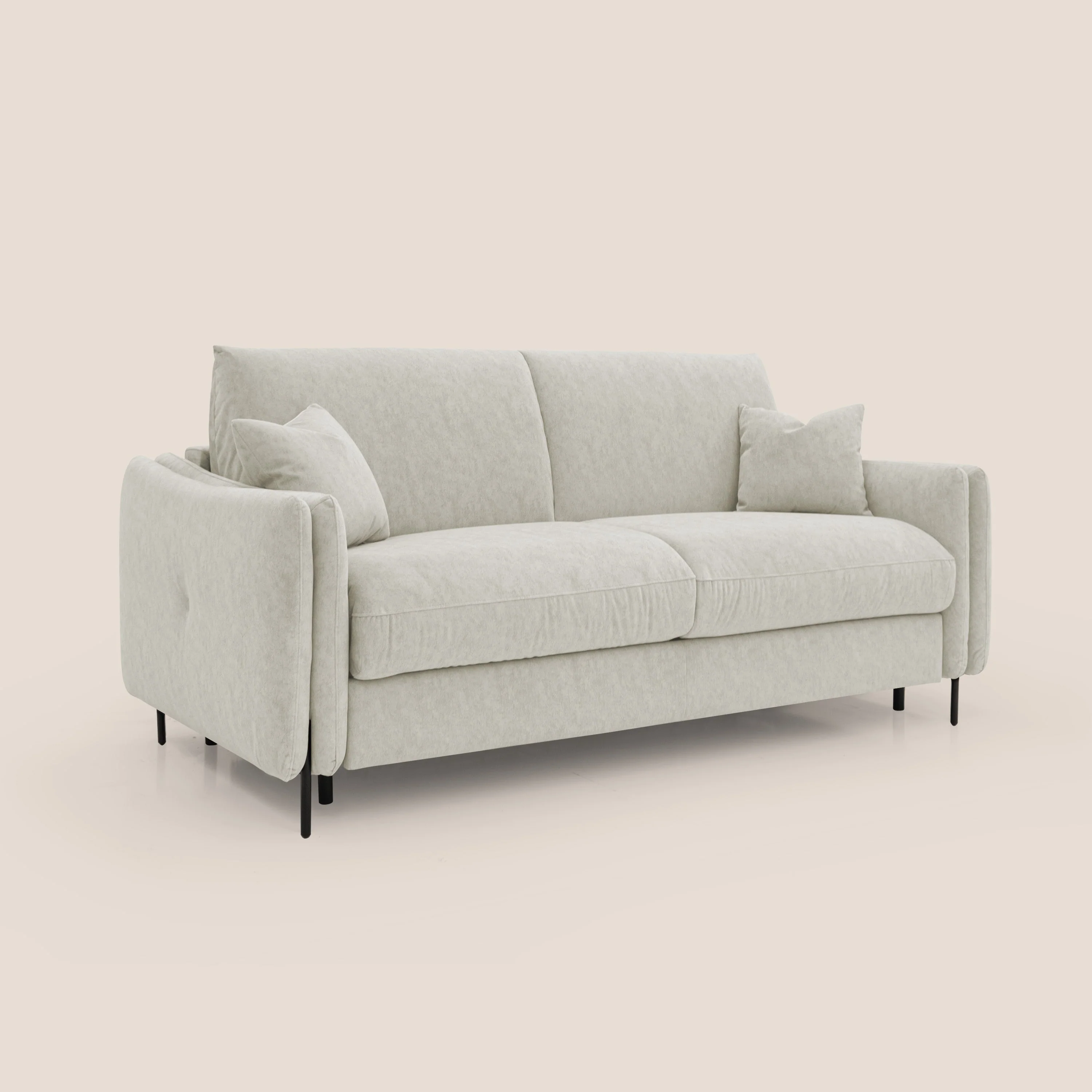 Gregory Canapé convertible avec matelas H18 cm en microfibre effet velours imperméable T09 crème - Image 4