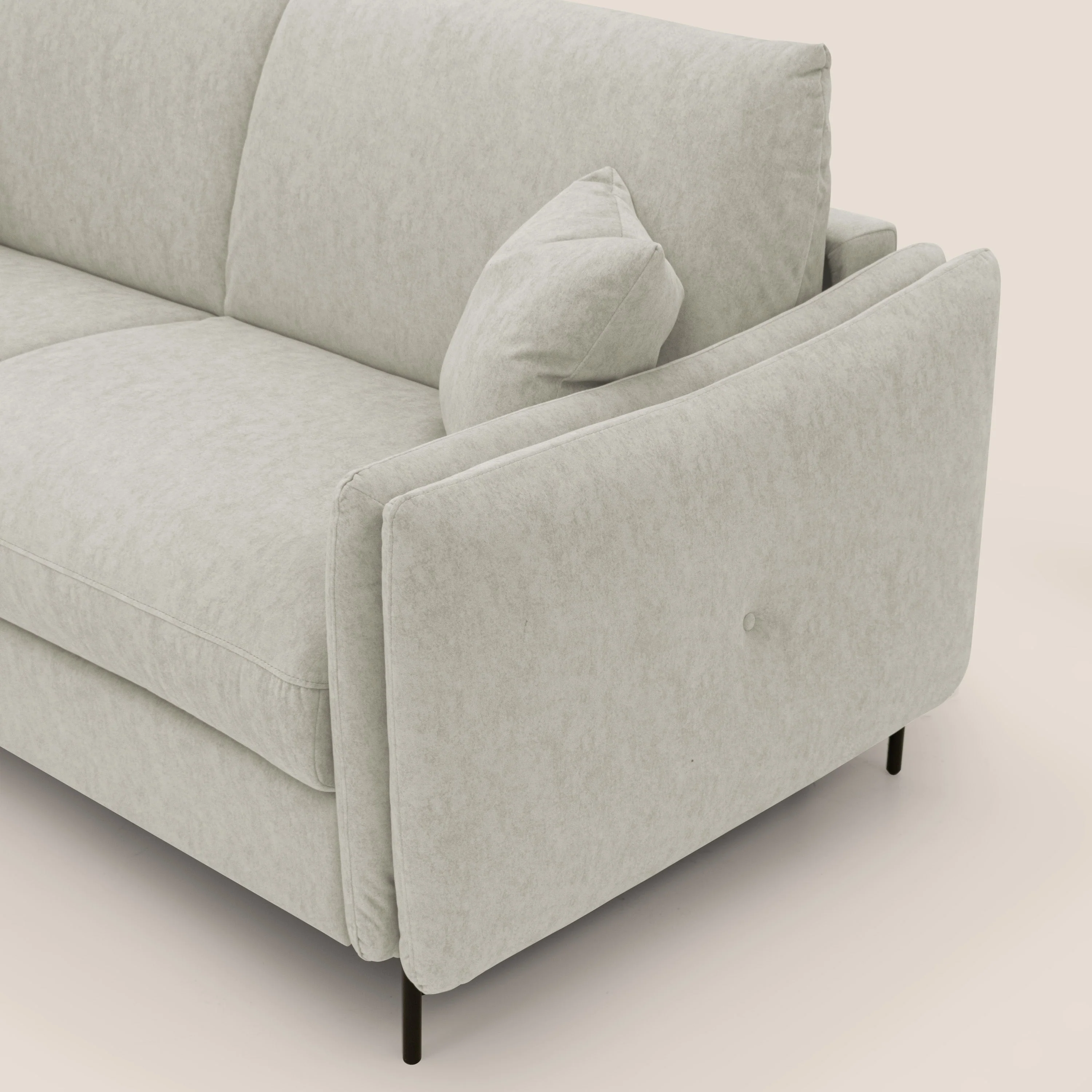 Gregory Canapé convertible avec matelas H18 cm en microfibre effet velours imperméable T09 crème - Image 8