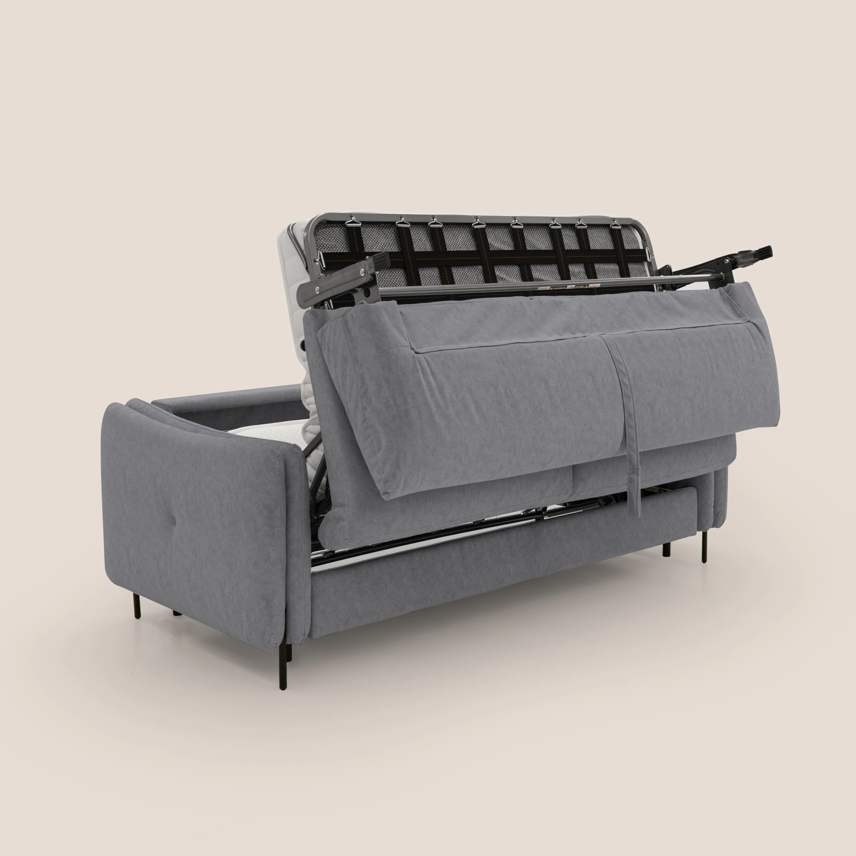 Gregory Canapé convertible avec matelas H18 cm en microfibre effet velours imperméable T09 gris - Image 3