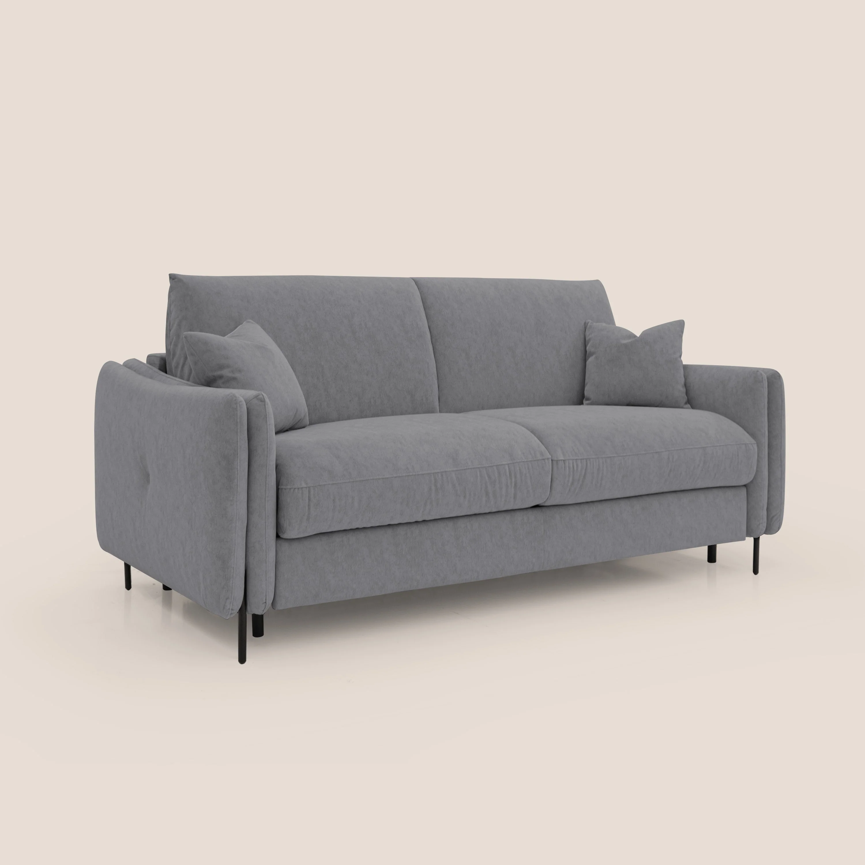 Gregory Canapé convertible avec matelas H18 cm en microfibre effet velours imperméable T09 gris - Image 4