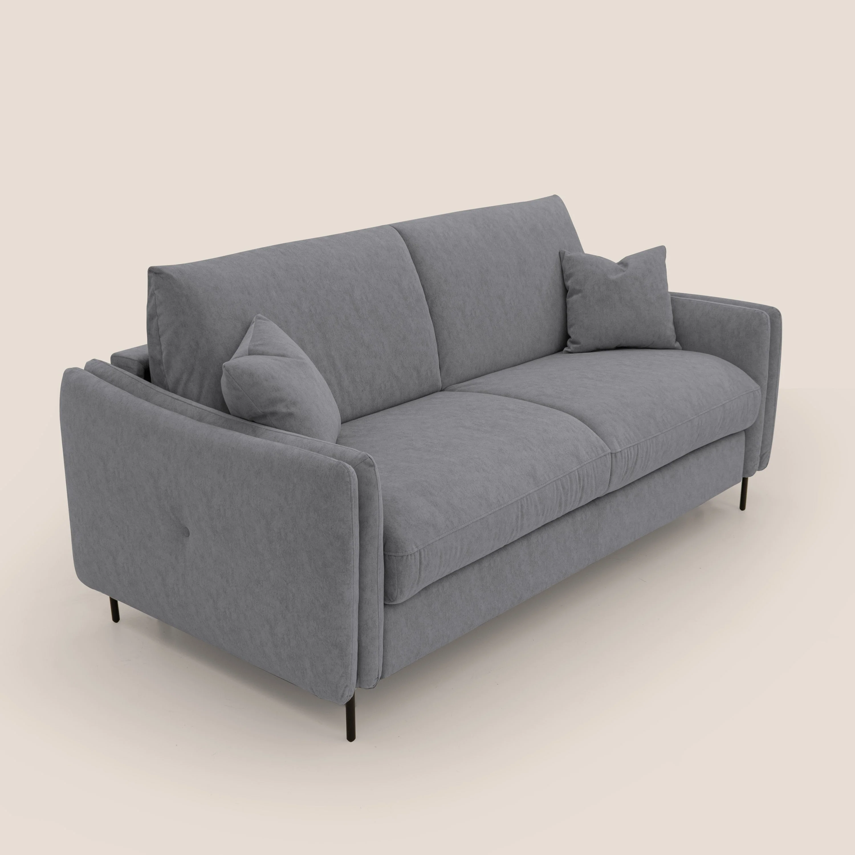Gregory Canapé convertible avec matelas H18 cm en microfibre effet velours imperméable T09 gris - Image 6