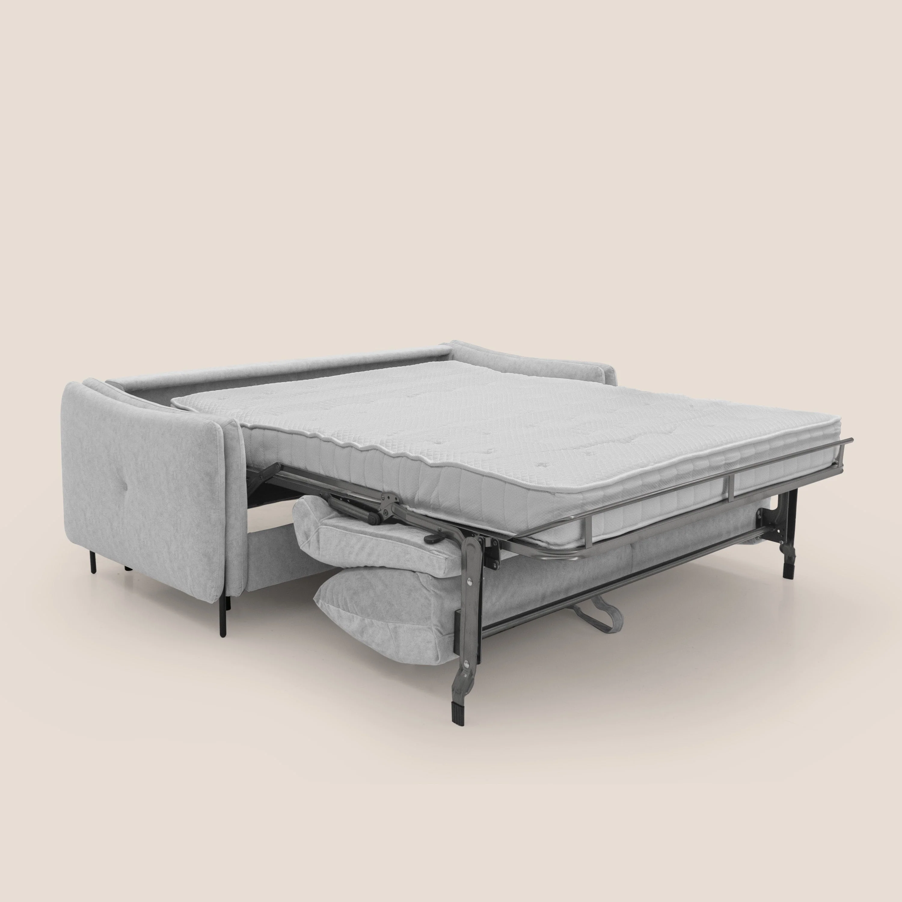 Gregory Canapé convertible avec matelas H18 cm en microfibre effet velours imperméable T09 gris clair - Image 2