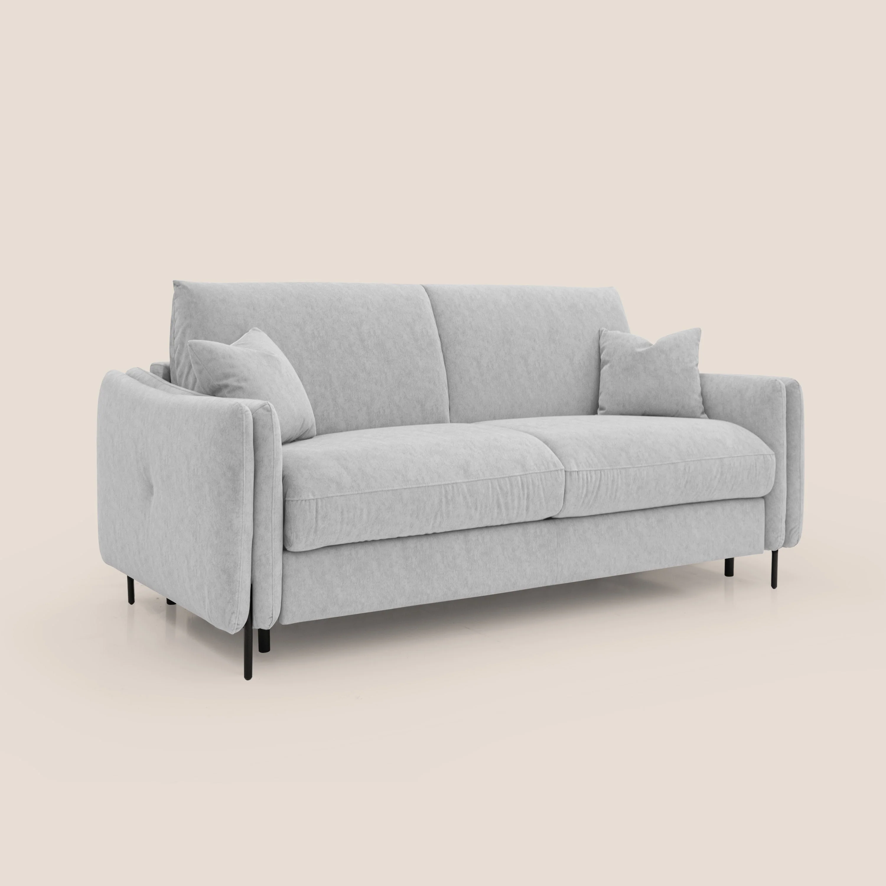 Gregory Canapé convertible avec matelas H18 cm en microfibre effet velours imperméable T09 gris clair - Image 4