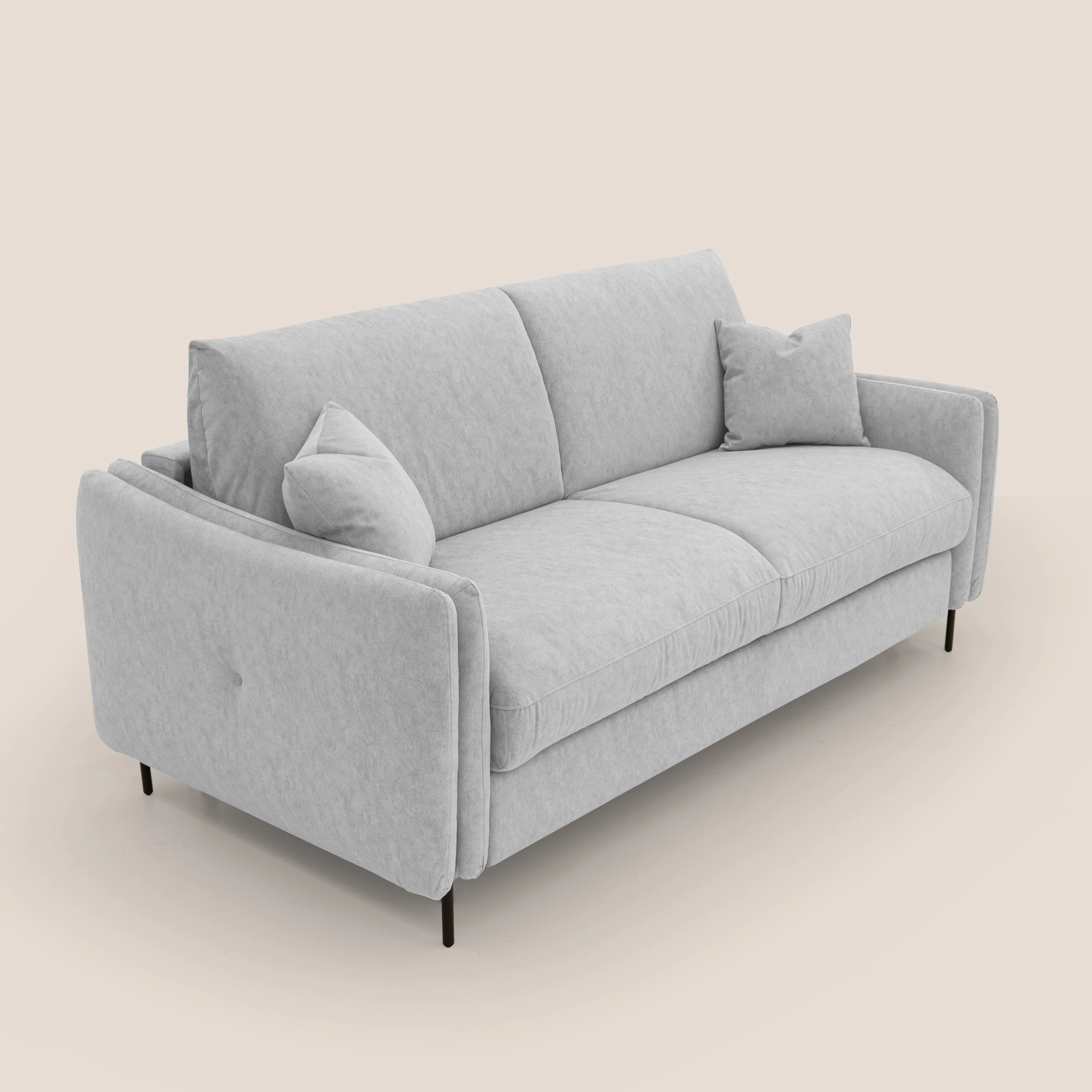 Gregory Canapé convertible avec matelas H18 cm en microfibre effet velours imperméable T09 gris clair - Image 6