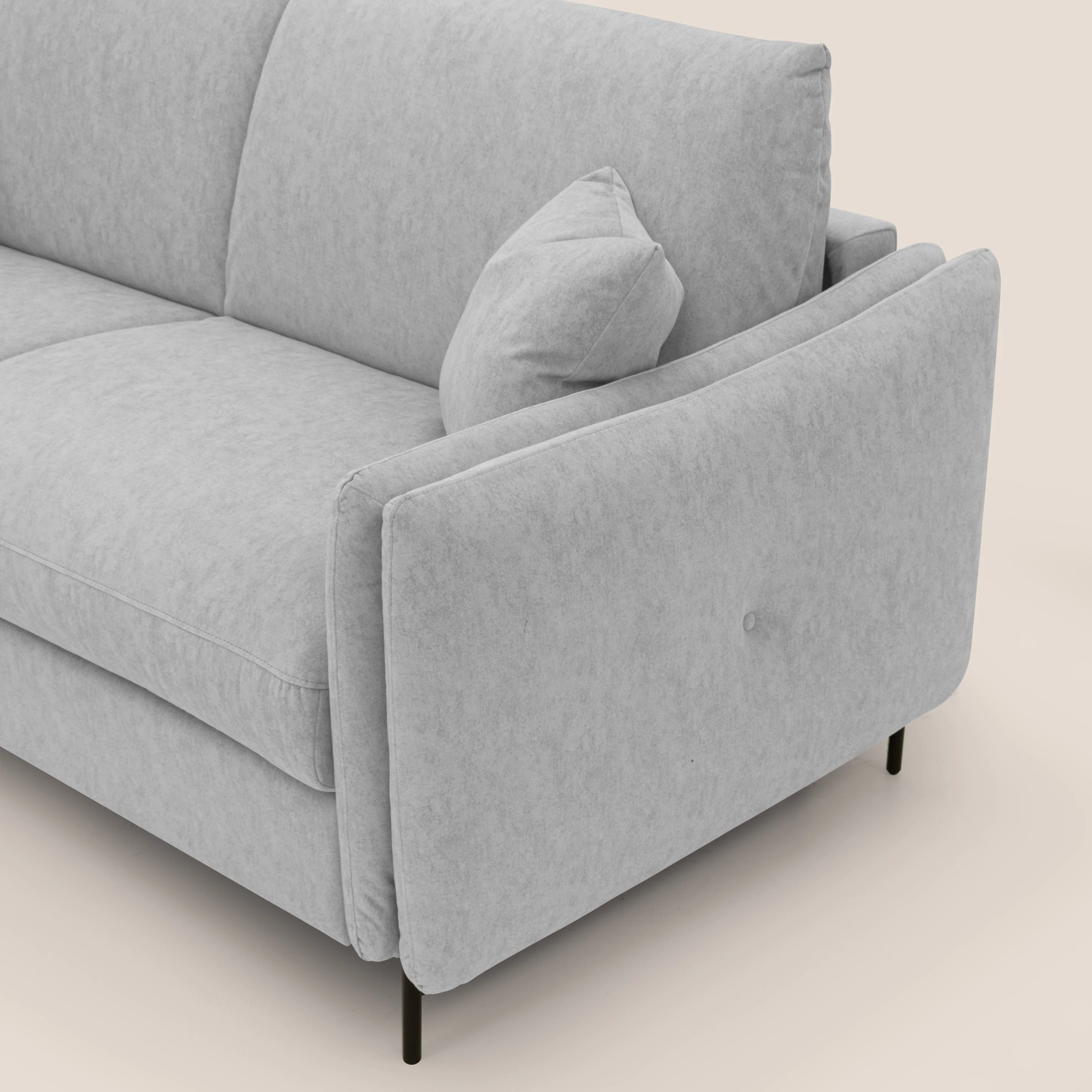 Gregory Canapé convertible avec matelas H18 cm en microfibre effet velours imperméable T09 gris clair - Image 8