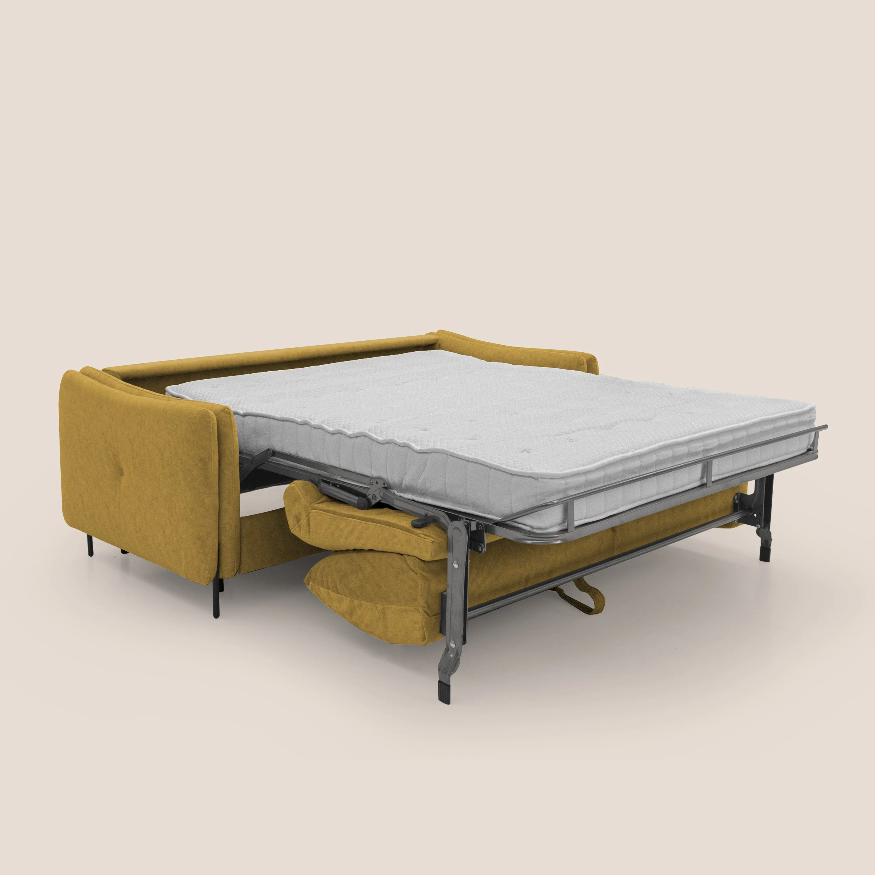 Gregory Canapé convertible avec matelas H18 cm en microfibre effet velours imperméable T09 jaune - Image 12