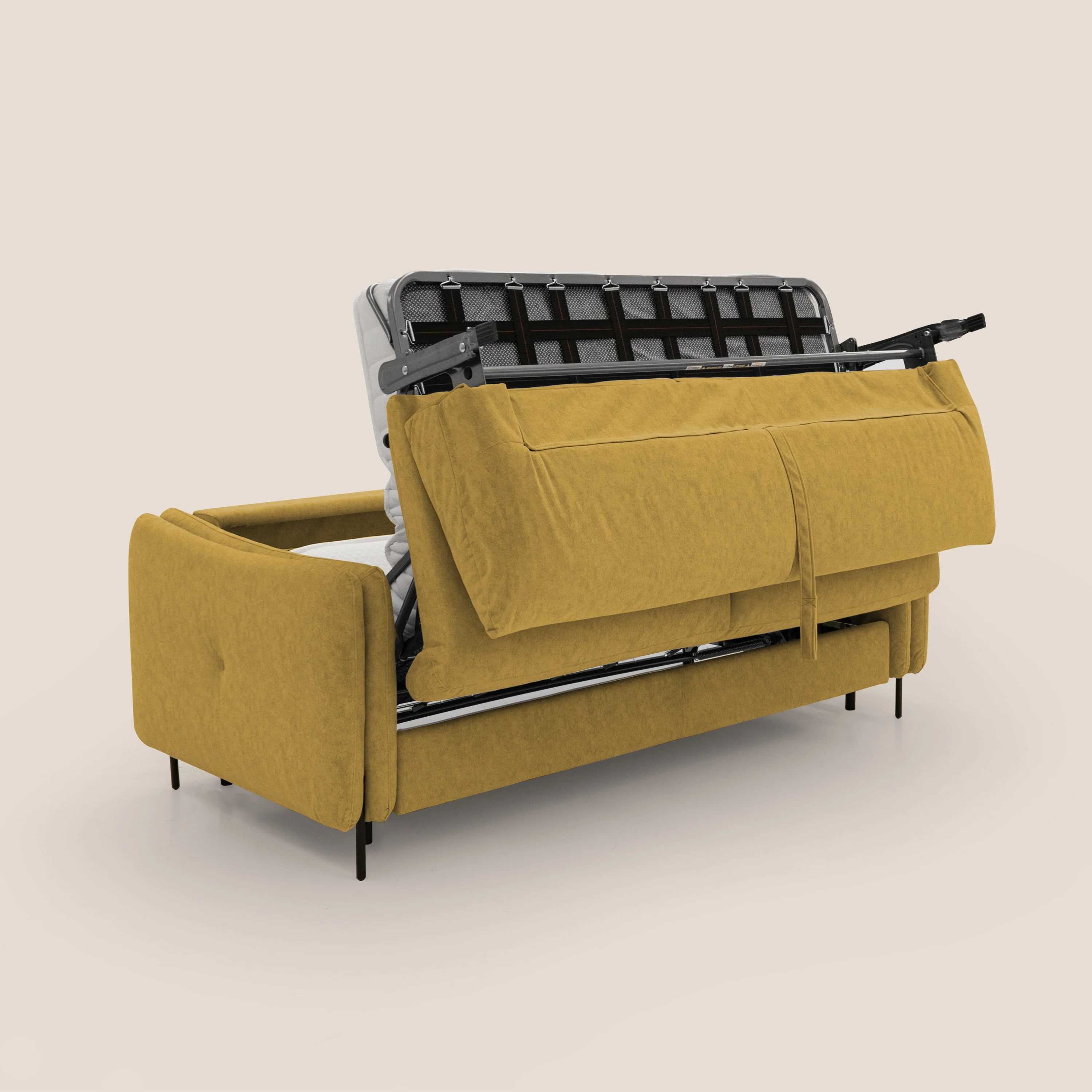 Gregory Canapé convertible avec matelas H18 cm en microfibre effet velours imperméable T09 jaune - Image 2