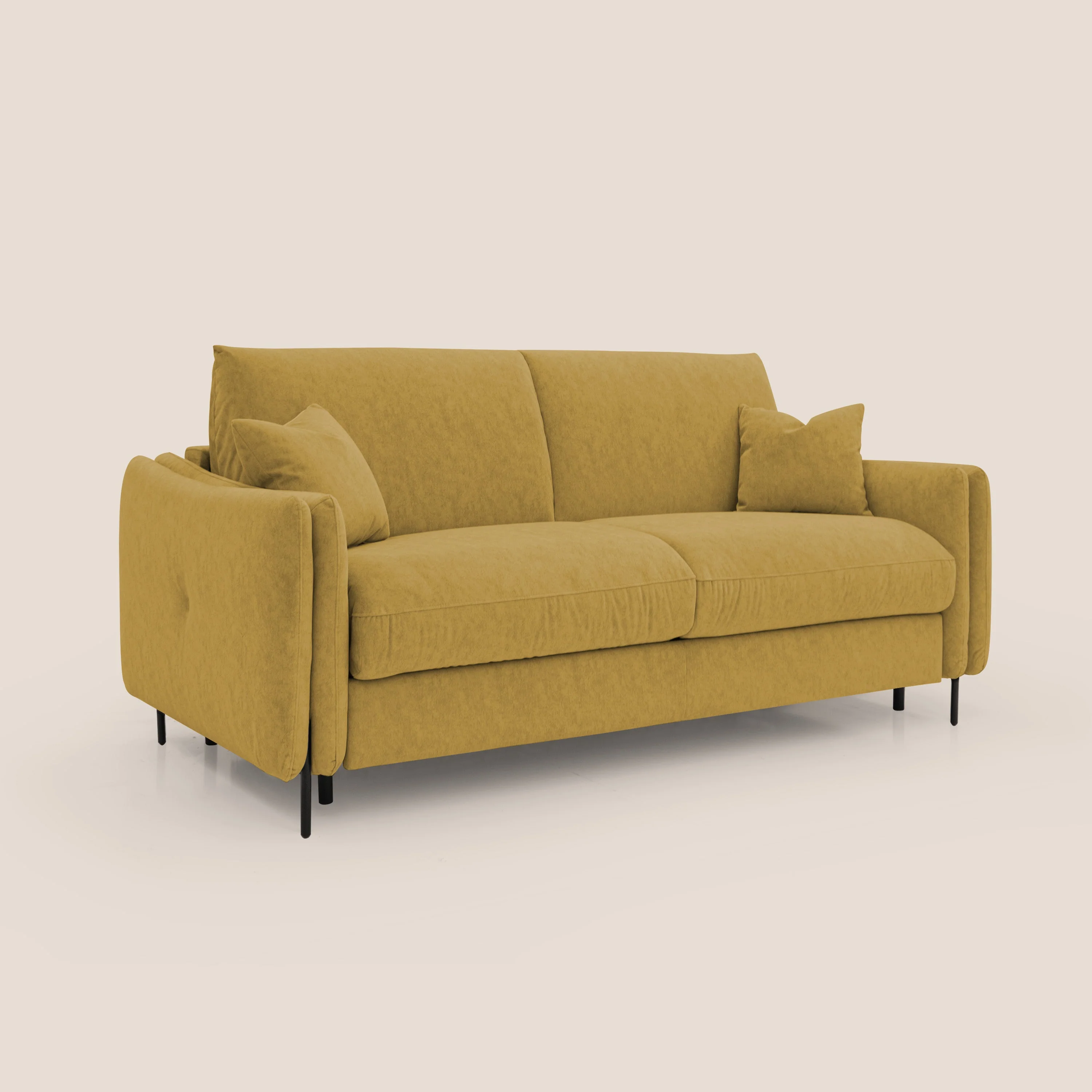 Gregory Canapé convertible avec matelas H18 cm en microfibre effet velours imperméable T09 jaune - Image 3