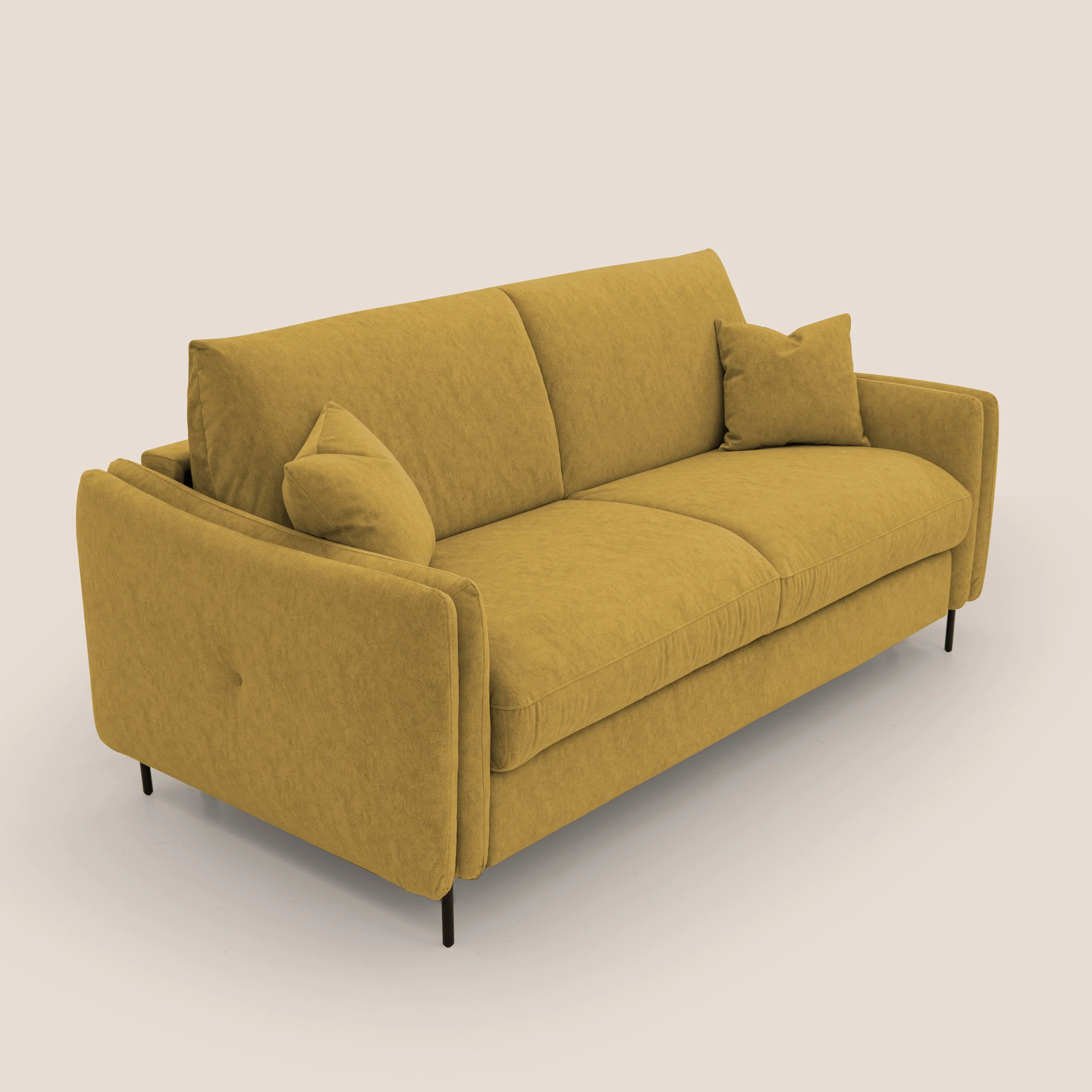 Gregory Canapé convertible avec matelas H18 cm en microfibre effet velours imperméable T09 jaune - Image 5