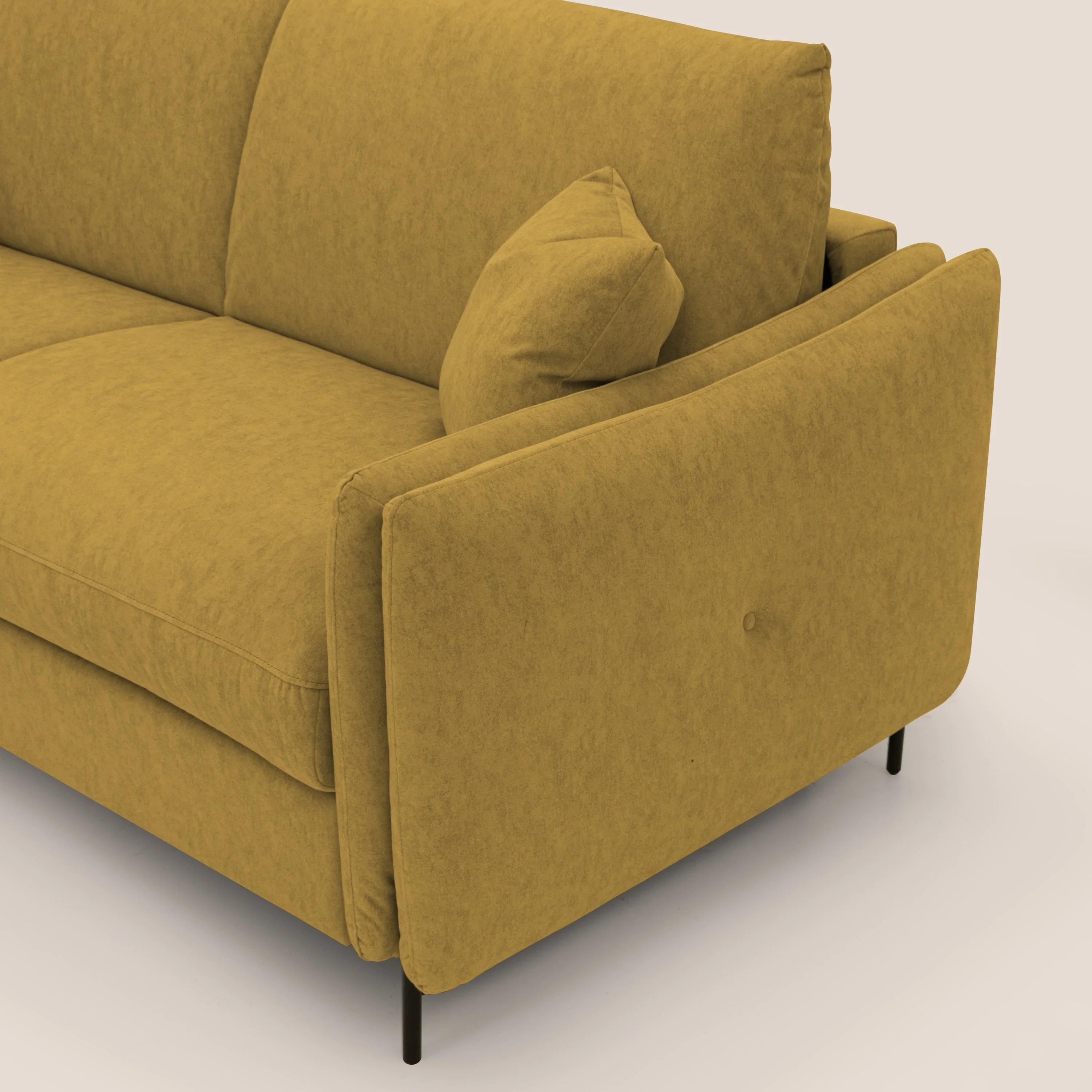 Gregory Canapé convertible avec matelas H18 cm en microfibre effet velours imperméable T09 jaune - Image 7