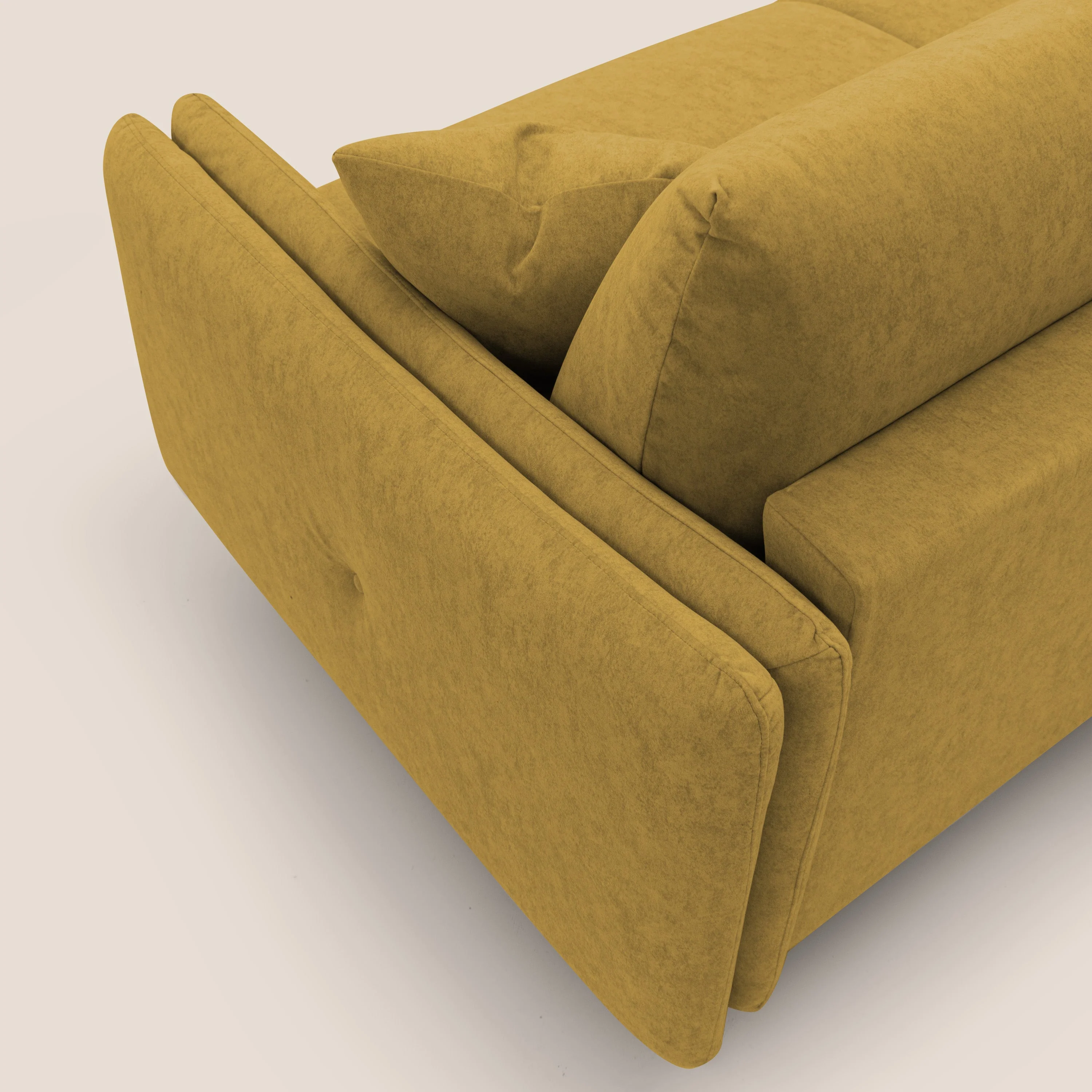 Gregory Canapé convertible avec matelas H18 cm en microfibre effet velours imperméable T09 jaune - Image 9